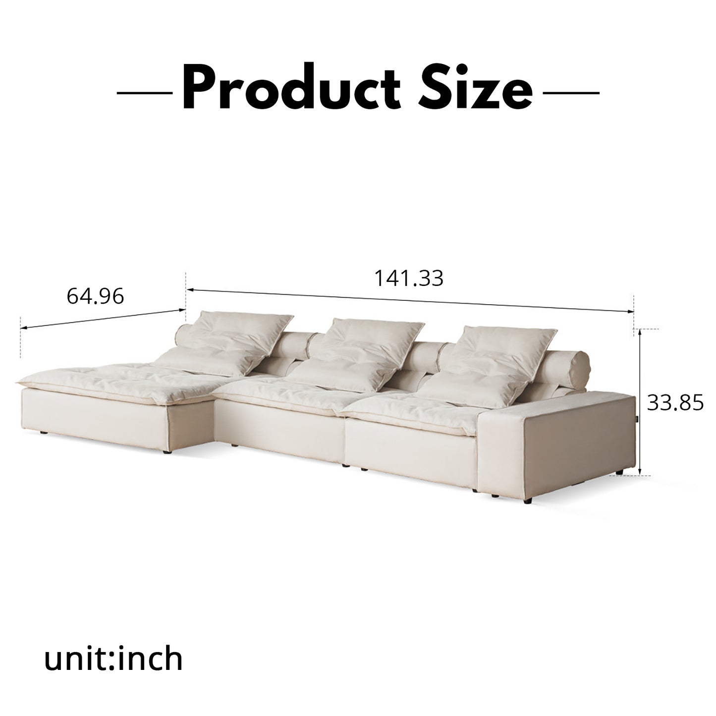 French Crème Modular Sofa - Ultrasuede Sectional with Goose Down & Solid Wood Frame