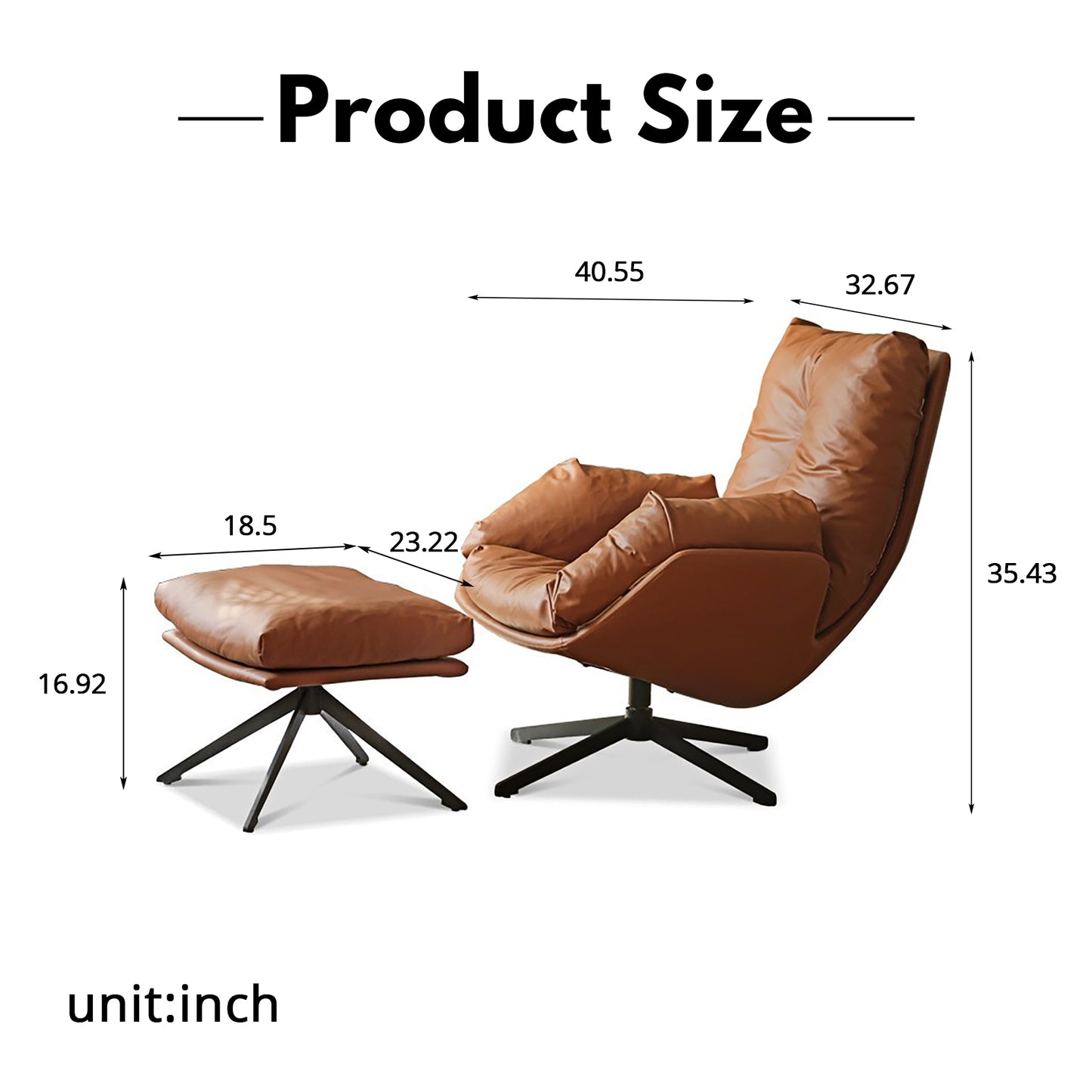 Organic Silicone Leather Swivel Chair - Italian-Inspired Accent Chair with Goose Down Cushion & Cat-Proof Design