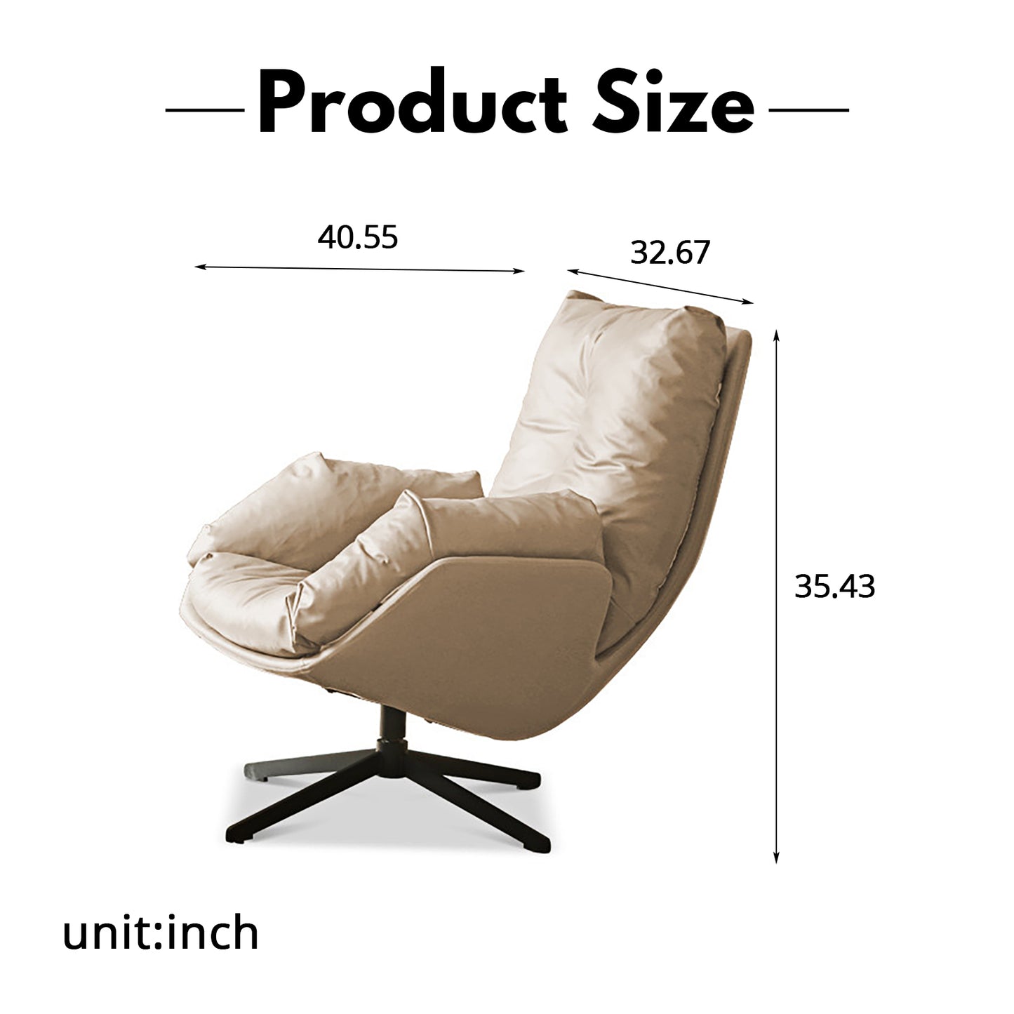 Organic Silicone Leather Swivel Chair - Italian-Inspired Accent Chair with Goose Down Cushion & Cat-Proof Design