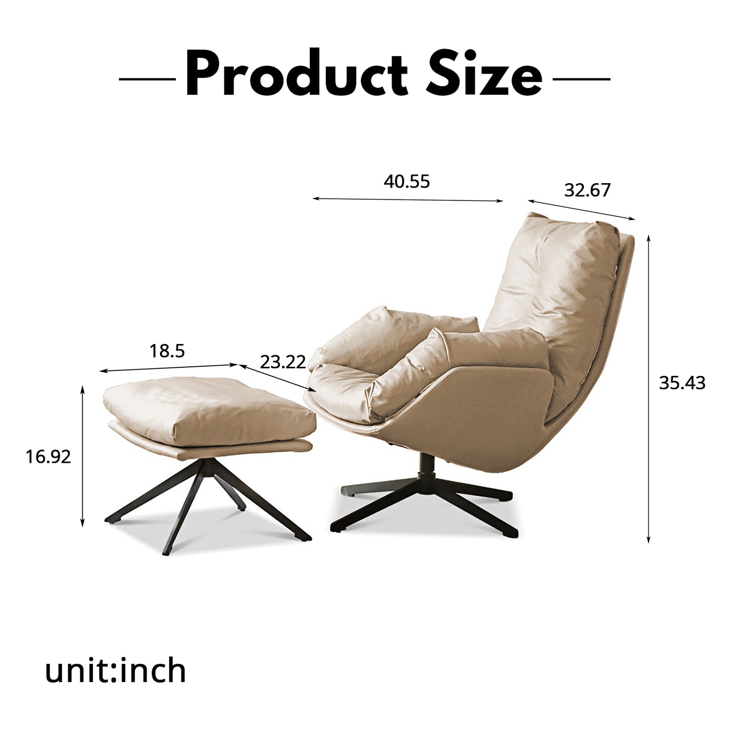 Organic Silicone Leather Swivel Chair - Italian-Inspired Accent Chair with Goose Down Cushion & Cat-Proof Design