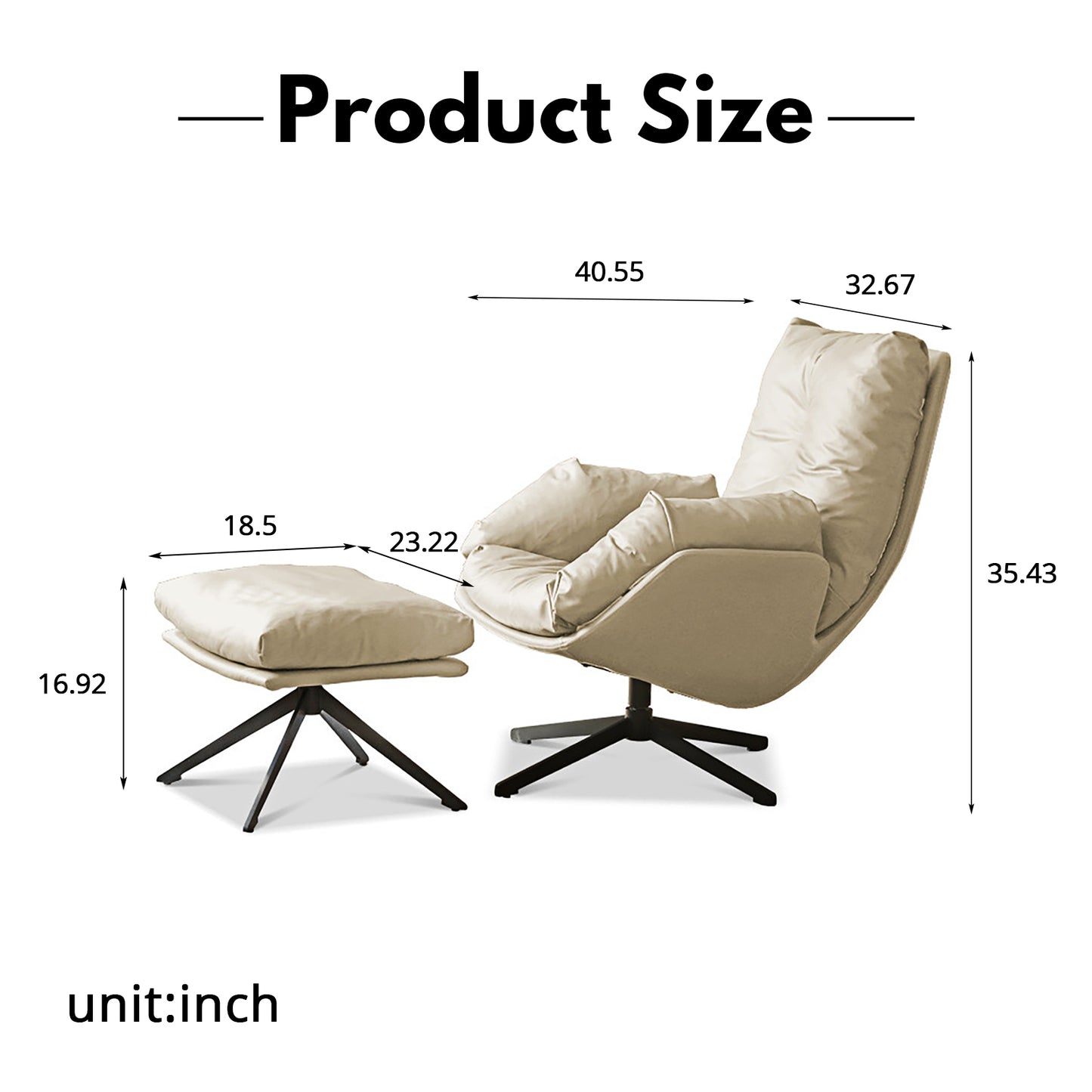 Organic Silicone Leather Swivel Chair - Italian-Inspired Accent Chair with Goose Down Cushion & Cat-Proof Design