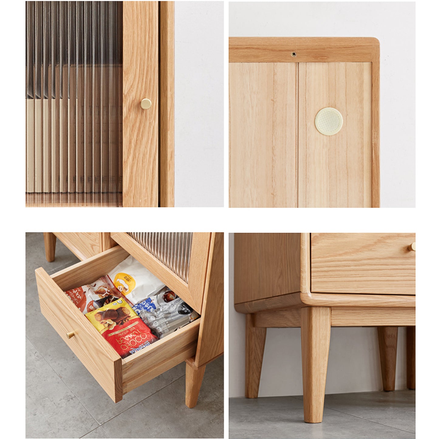 100% 实心橡木餐柜(自然色)-LD