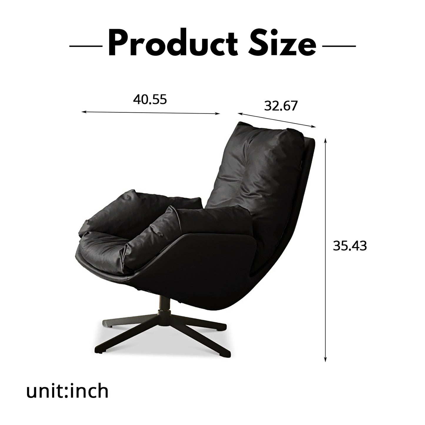 Organic Silicone Leather Swivel Chair - Italian-Inspired Accent Chair with Goose Down Cushion & Cat-Proof Design