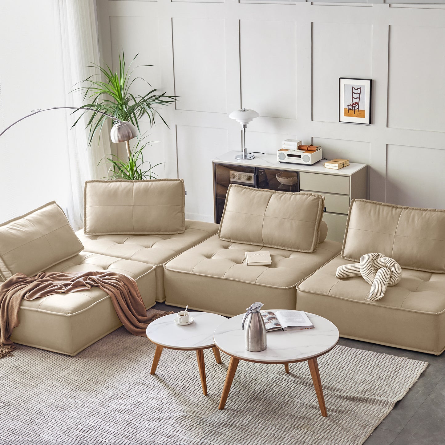 单人皮沙发床(白色)