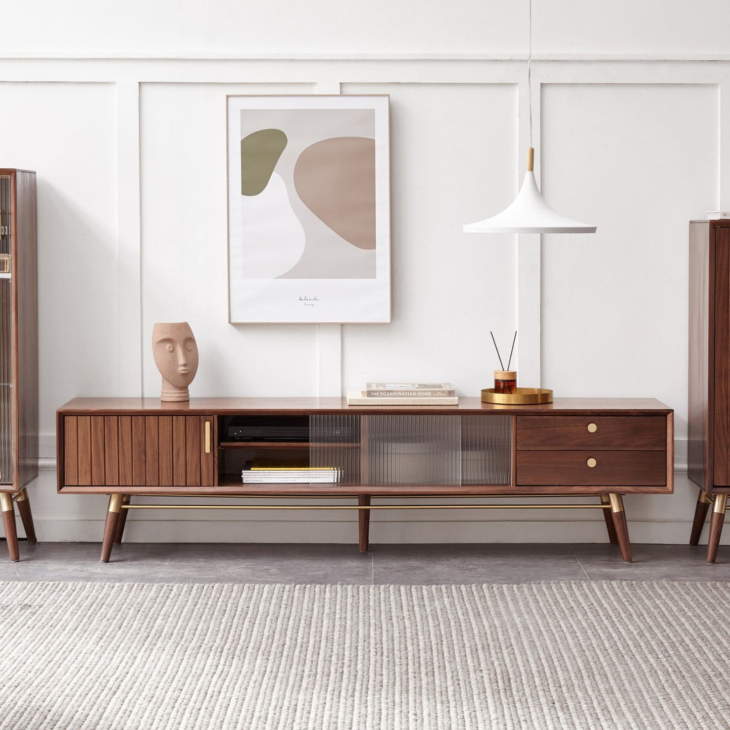 100% 北美 A 级实心红橡木电视柜 胡桃木色 (70.9"/ 78.7")