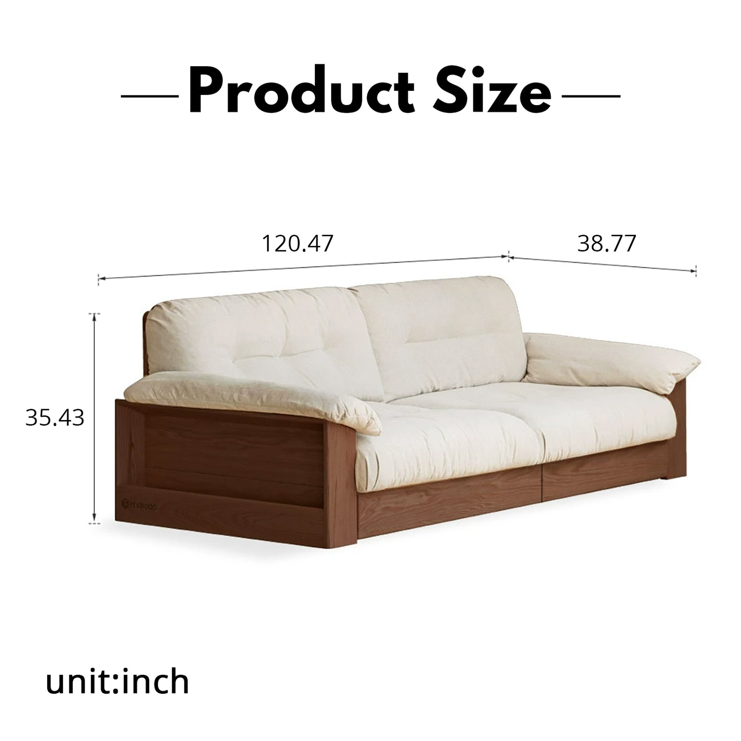 All-Solid Wood Storage Sofa – Modern Minimalist Oak Row Sofa for Small Living Rooms