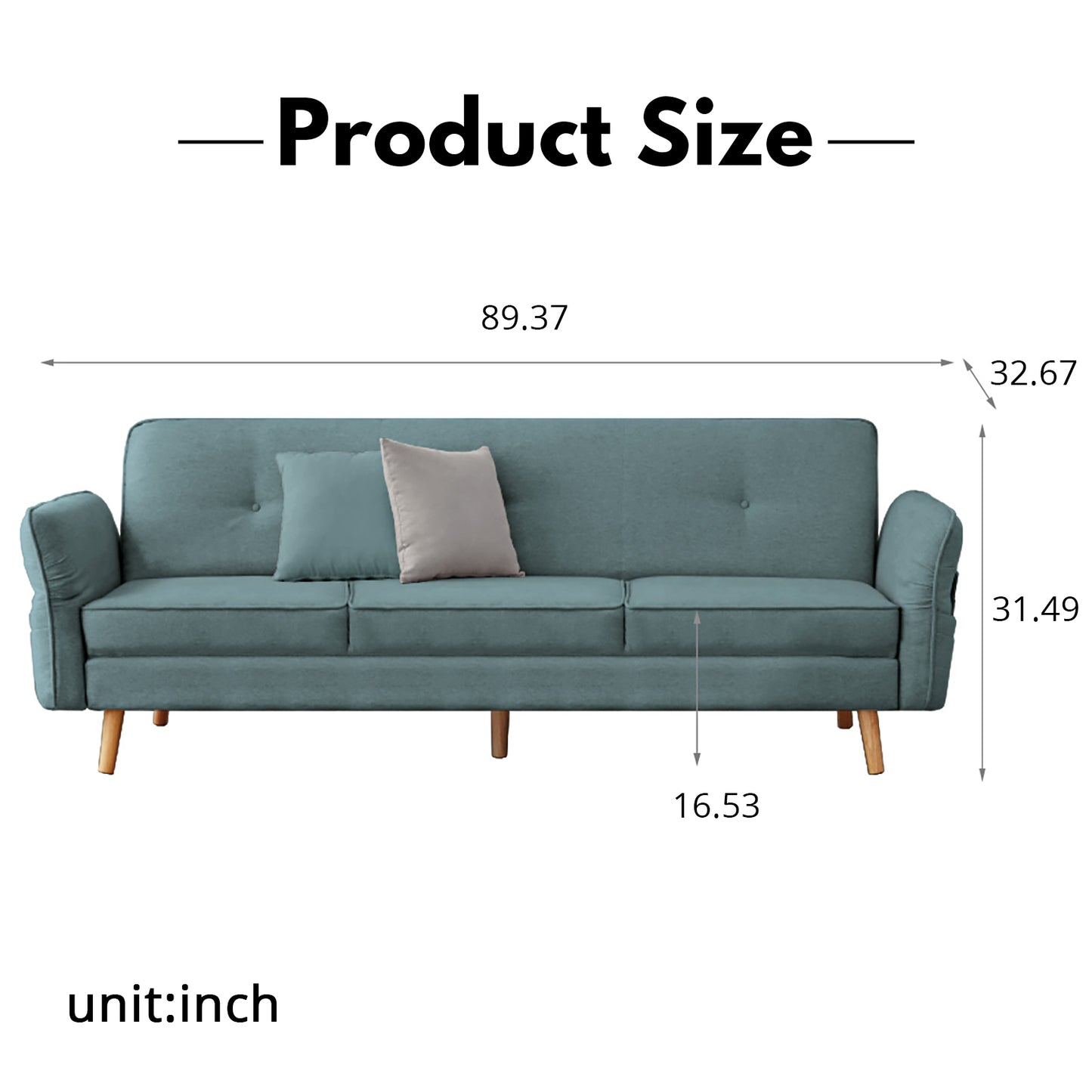 Scandinavian 3-Seater Sofa Bed - Space-Saving Foldable Design with Washable Linen & Solid Wood Frame