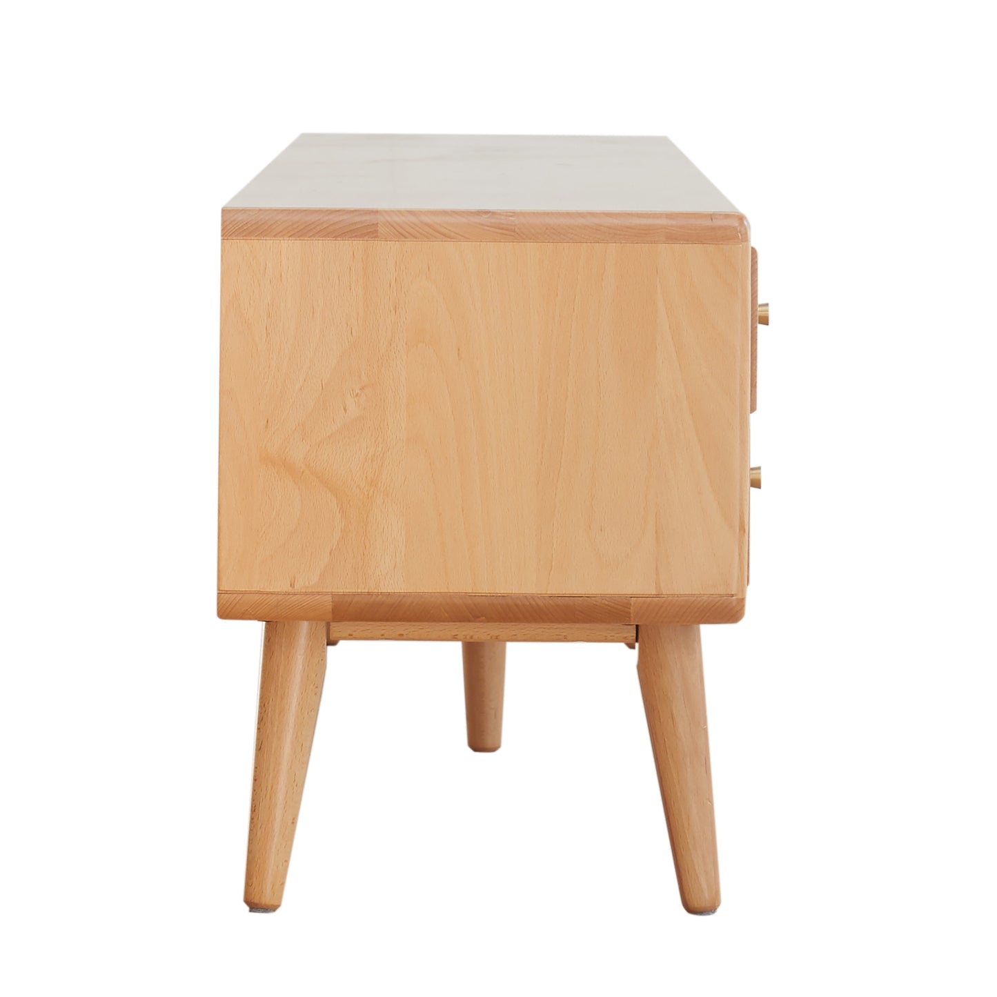 North America A Grade Solid Beech TV Cabinet With Chinese Changhong Glass Doors, Two Drawer Storage Space TV Standing