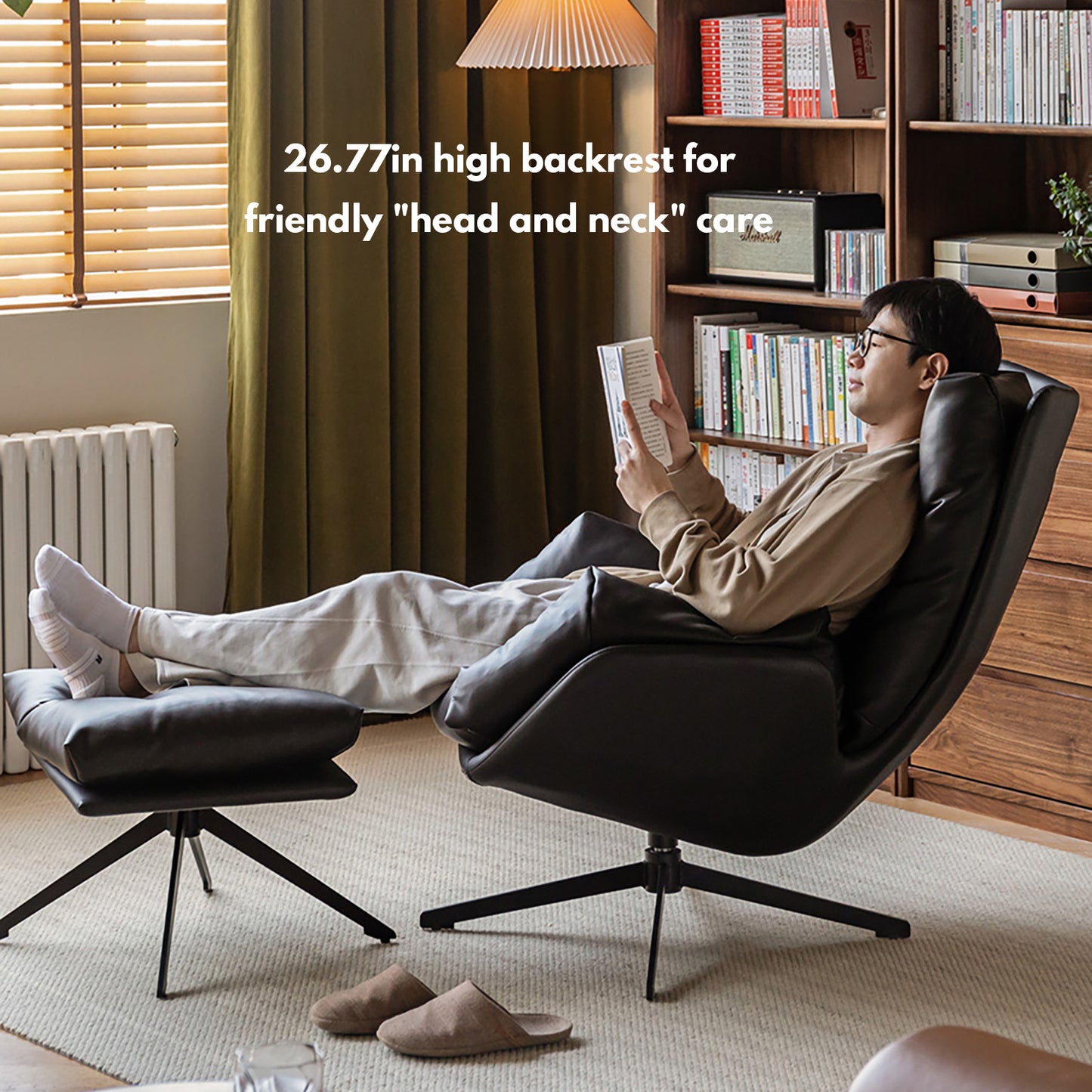 Organic Silicone Leather Swivel Chair - Italian-Inspired Accent Chair with Goose Down Cushion & Cat-Proof Design