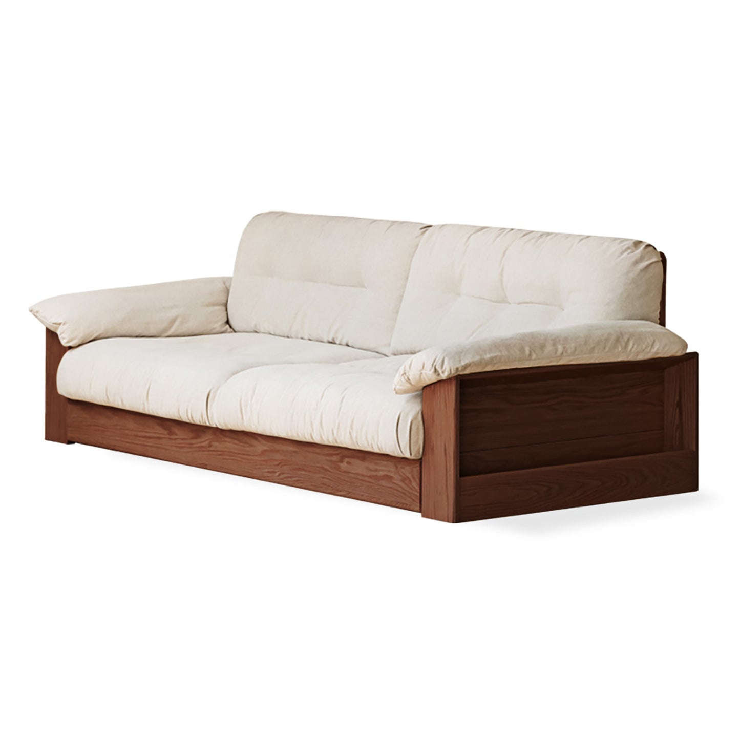 All-Solid Wood Storage Sofa – Modern Minimalist Oak Row Sofa for Small Living Rooms