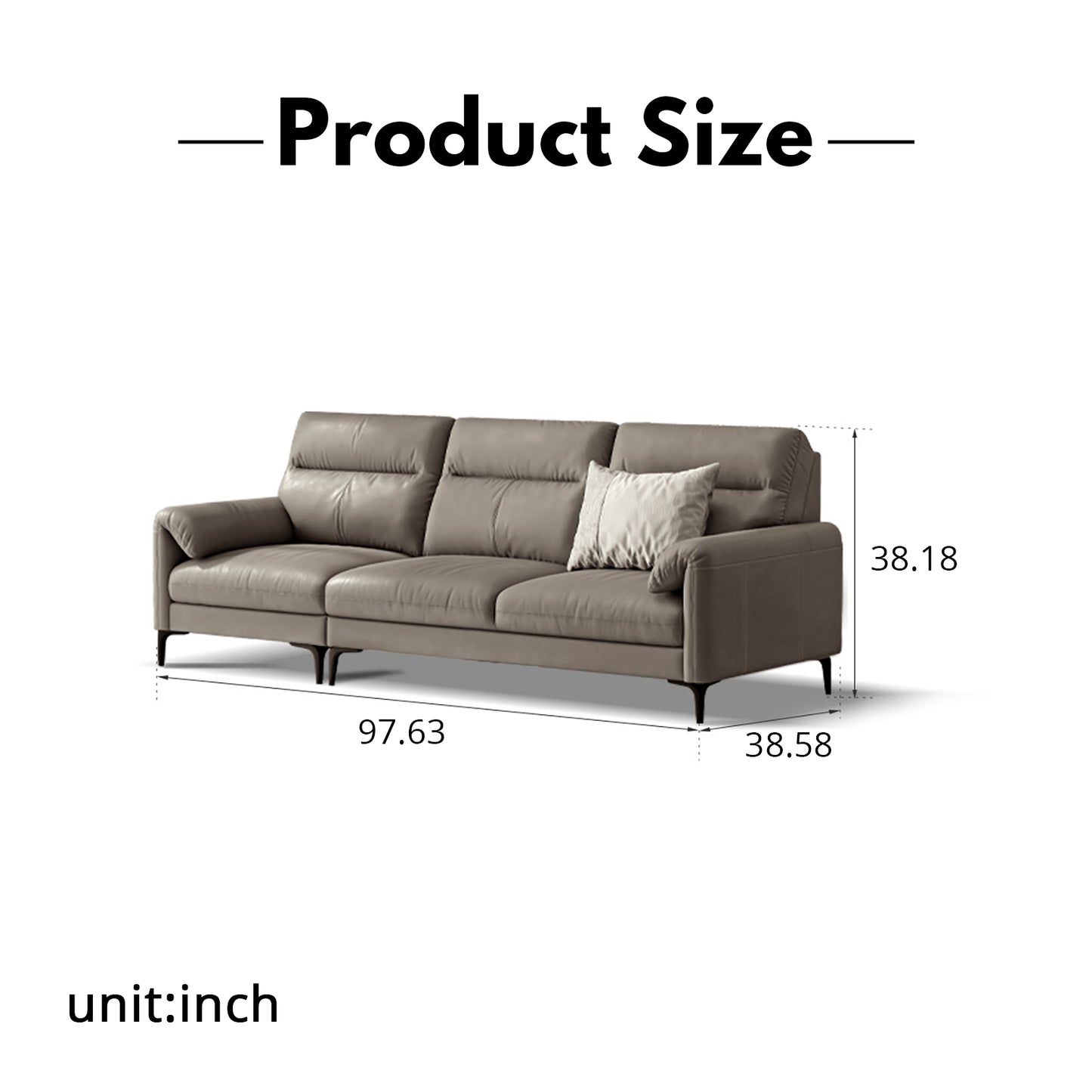 Italian Minimalist Genuine Leather Sofa – Modern Luxury Top-Grain Cowhide for Home Living