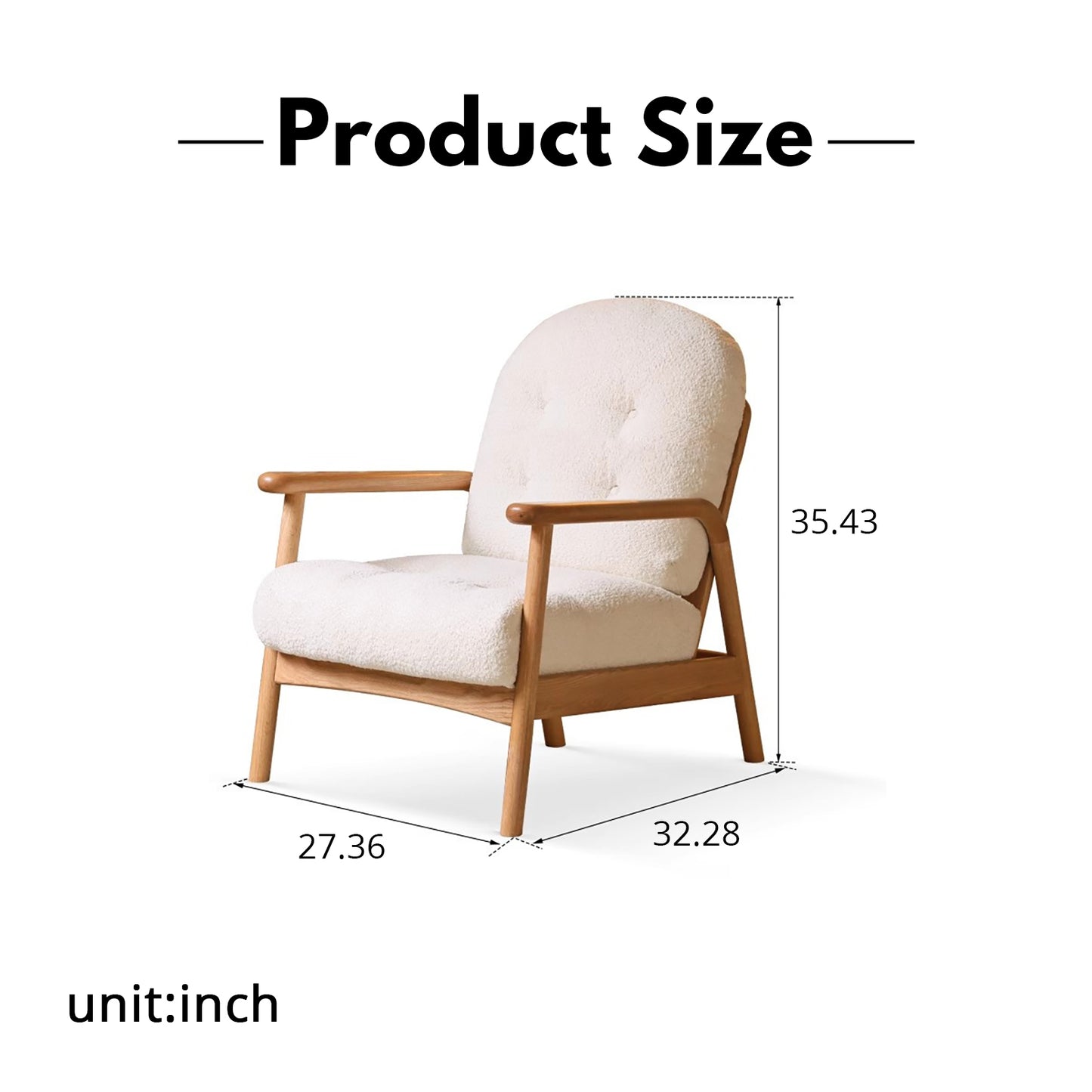 Solid Wood Lounge Chair - Modern Minimalist Design with Washable Fabric & Oak Frame