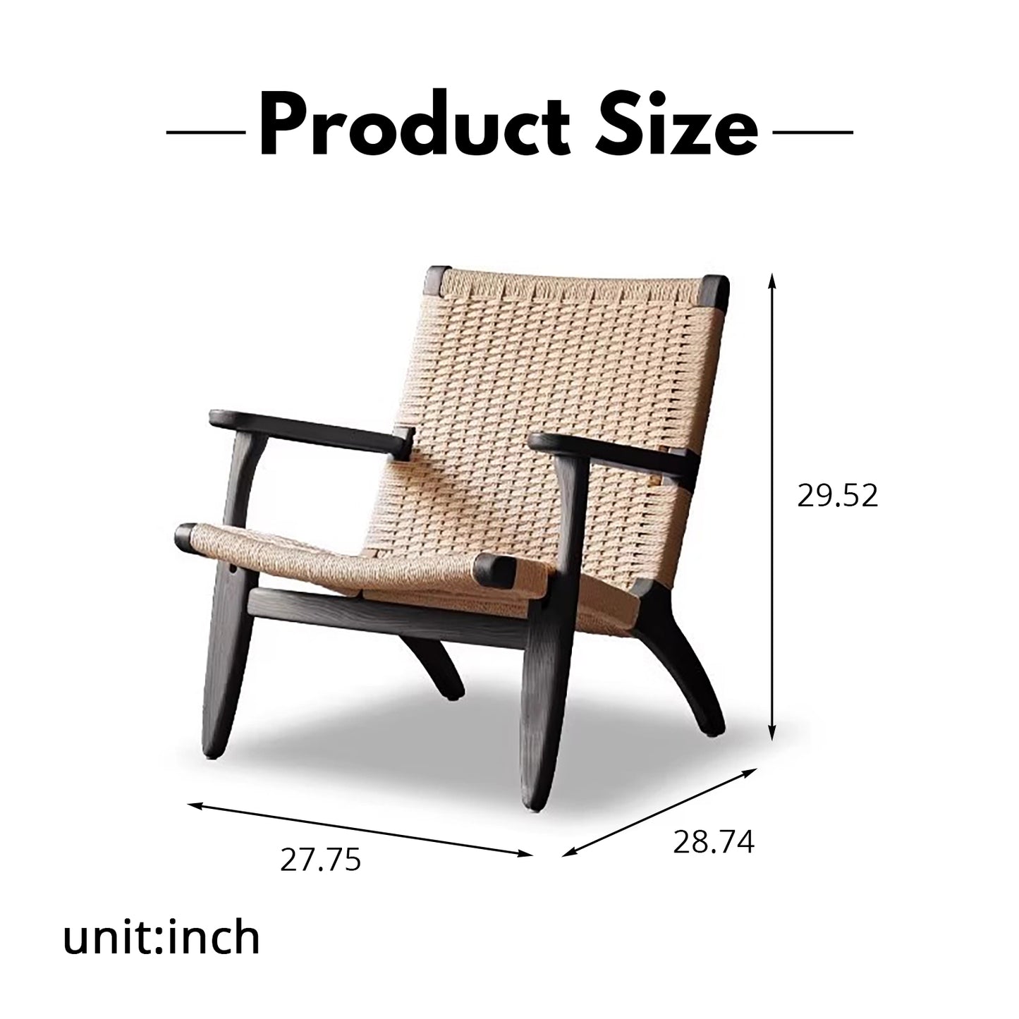 Wabi-Sabi Paper Cord Chair - Handwoven Seat with Solid Ash Wood Frame & Eco-Finish