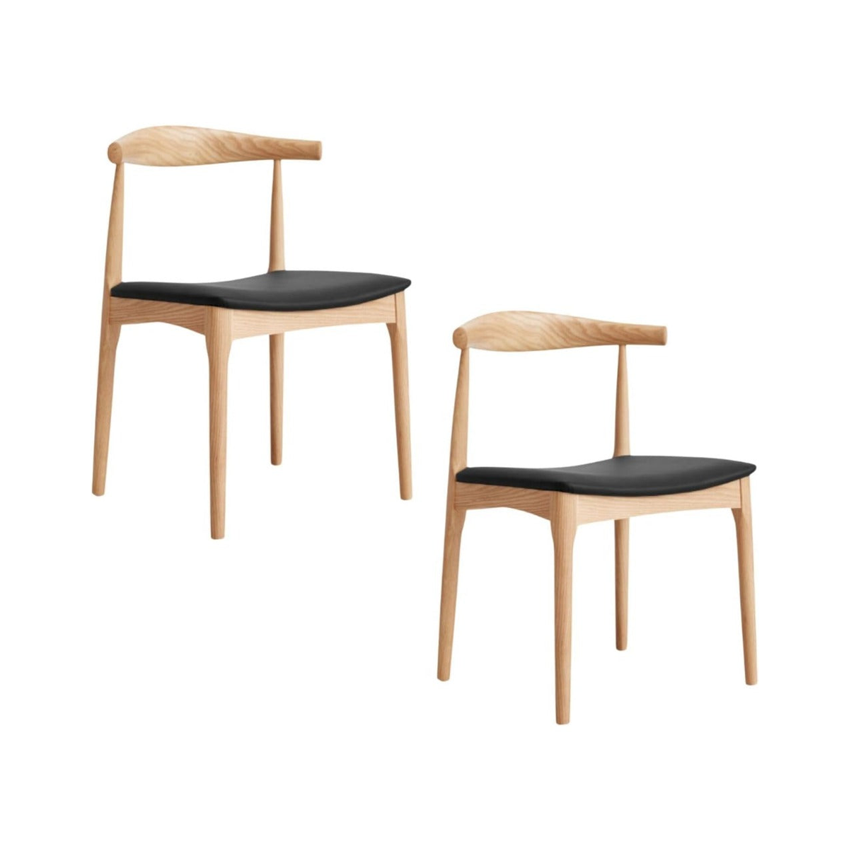 2 件 100% 实木现代简约餐椅水柳牛角椅(自然色/胡桃木色/黑色/卡其色)