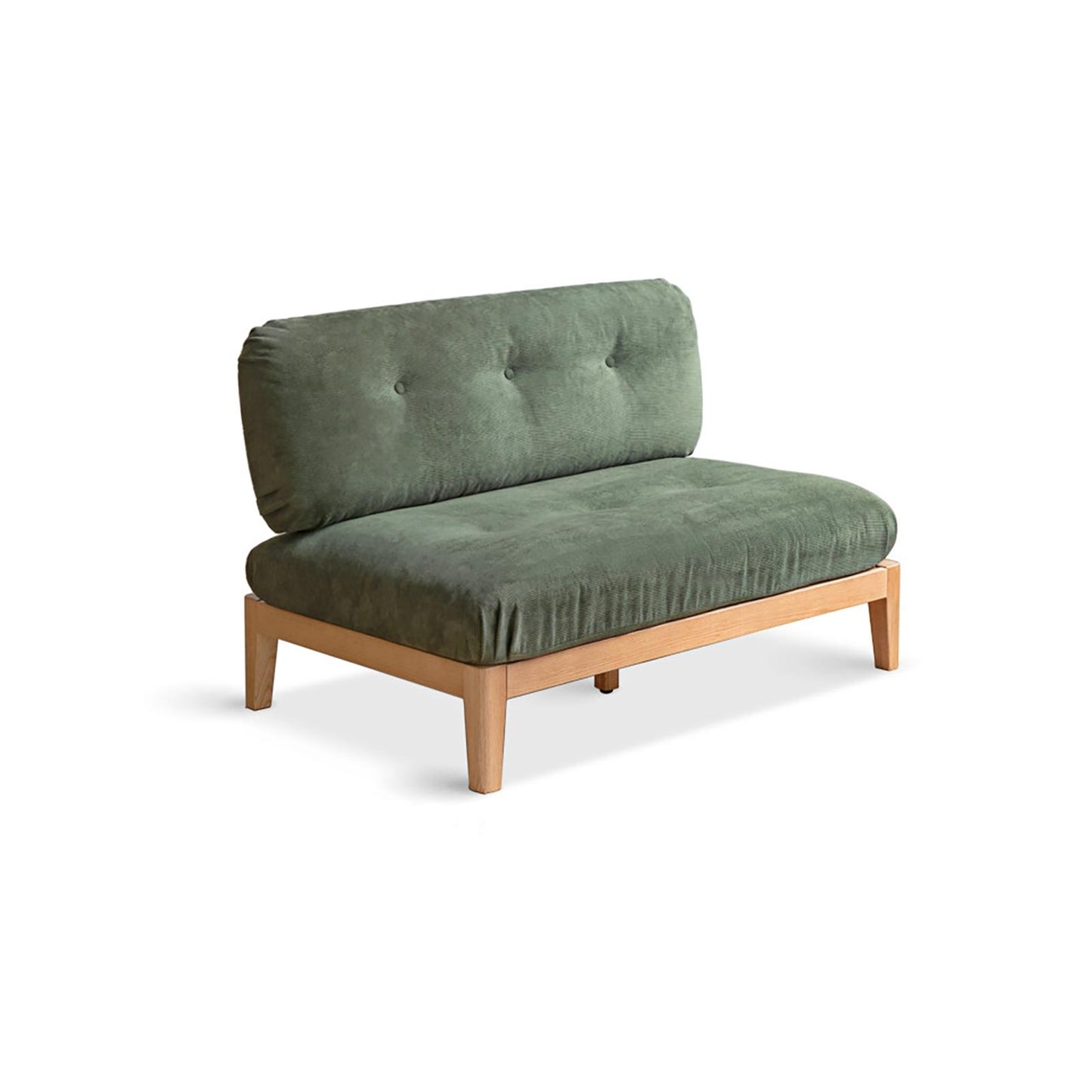 Solid Wood 3-Seater Sofa - Modern Armless Design with Washable Linen Fabric
