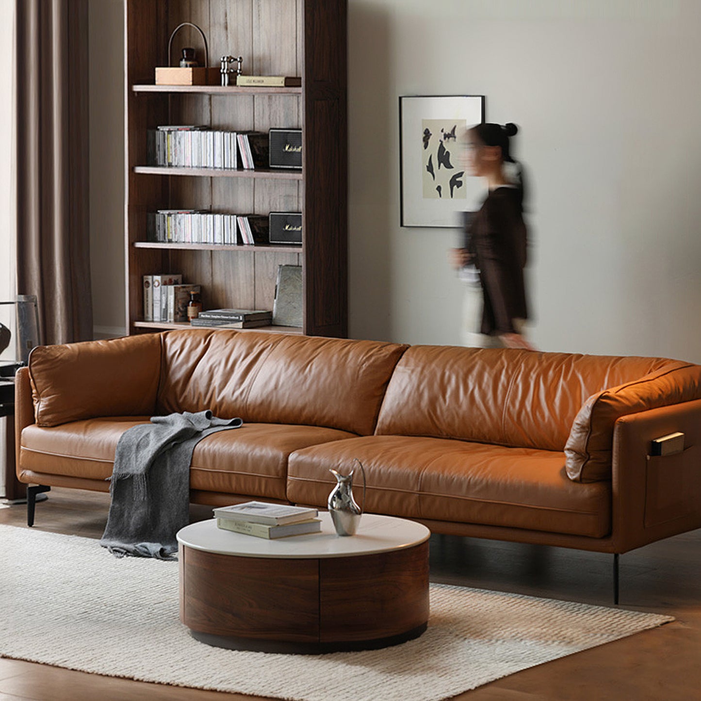 Italian Luxe Genuine Leather Sofa – Top-Grain Cowhide Down Leather Sofa for Compact Living