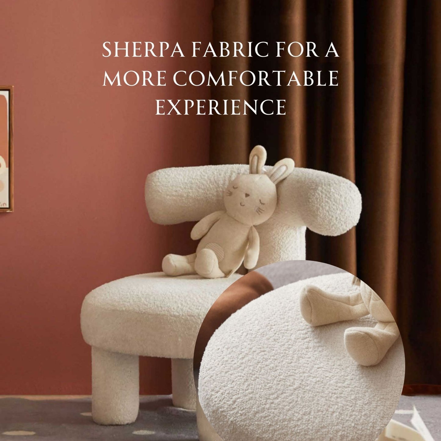 100% 实木椅架 夏尔巴羊羔幼儿椅(白色)