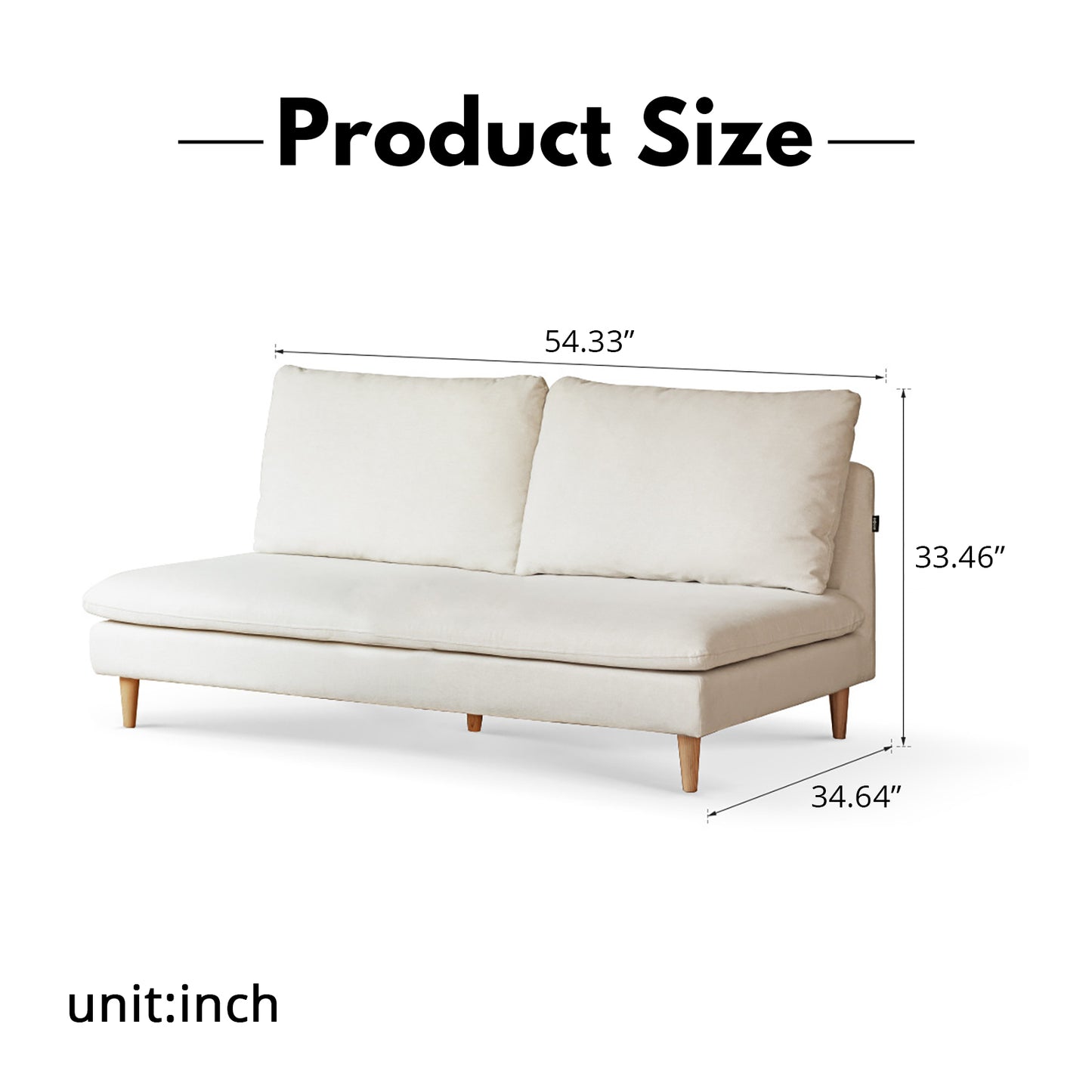 Arm-Free Fabric Sofa for Small Spaces – Two-Seater for Living Room, Balcony, and Leisure Use