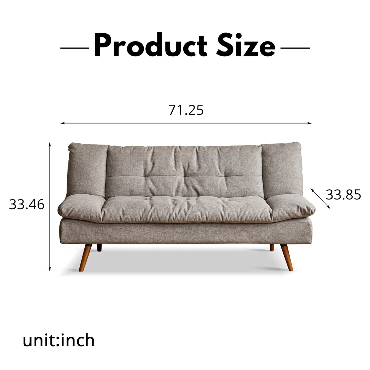 Convertible Sofa Bed - Modern Multi-Functional Foldable Design with Linen Fabric & Solid Wood Frame