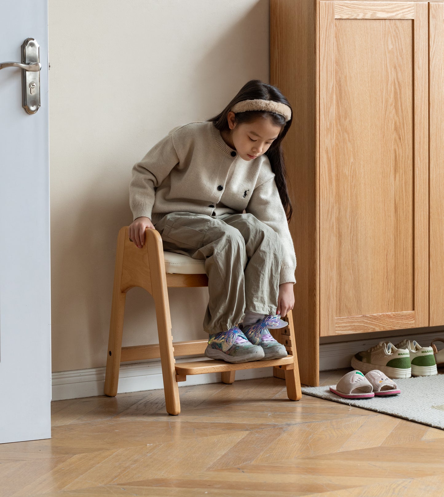 100%实木儿童学习凳(自然色)