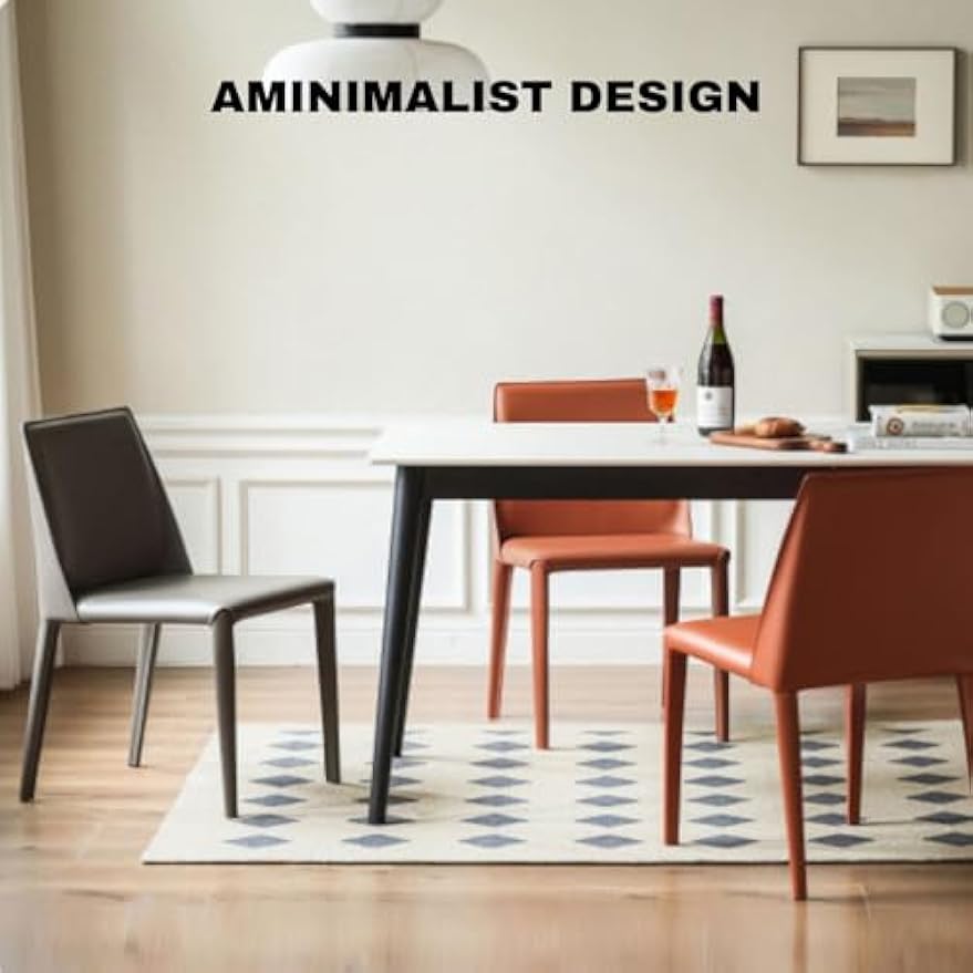 简约铁质休闲黑色椅子中世纪现代餐椅(2 件)