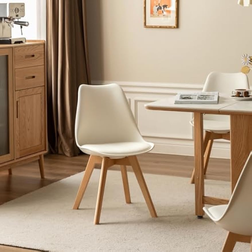 100% 实心橡木餐椅 自然色和白色(2件)