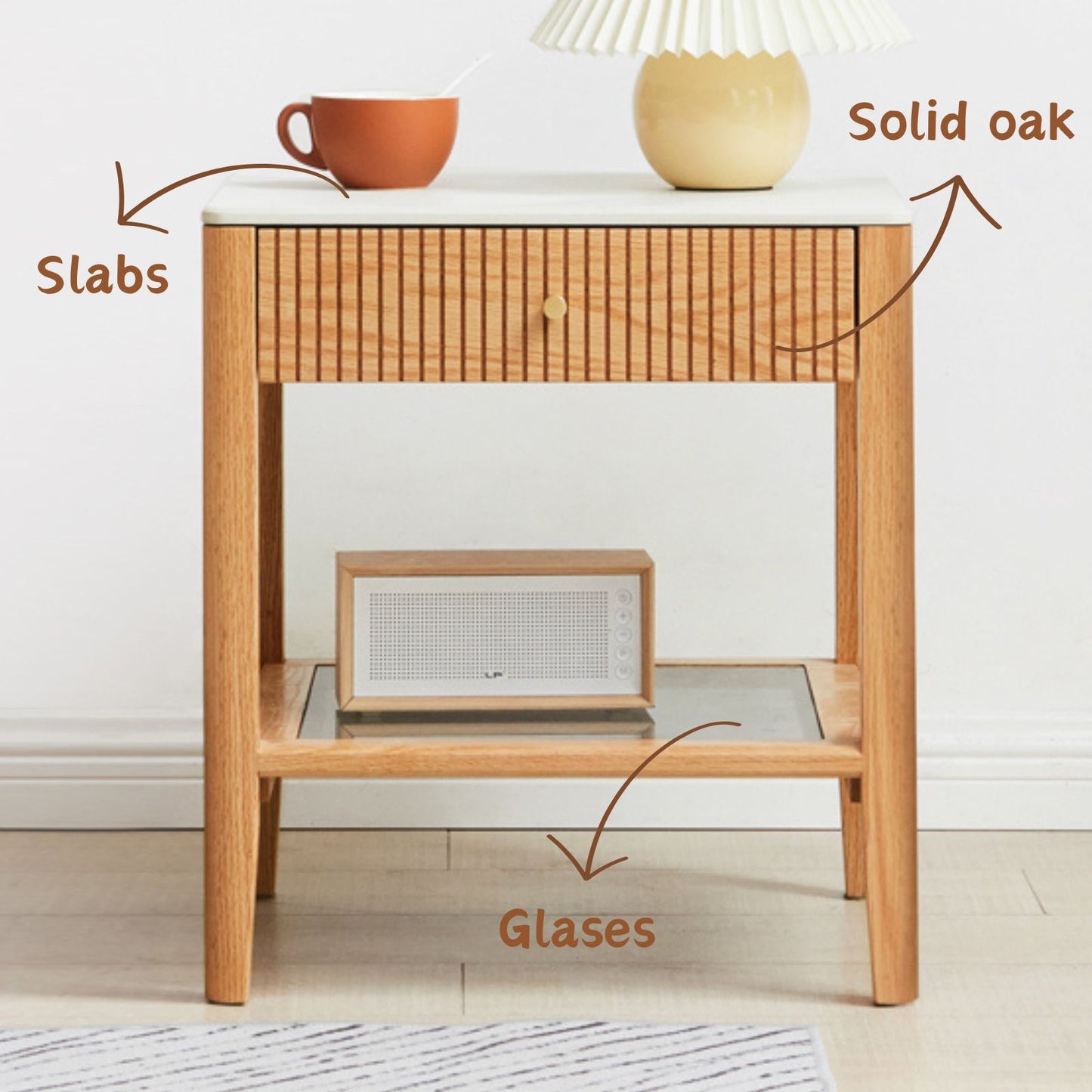 已售出 100% 橡木现代经典边桌(自然色)