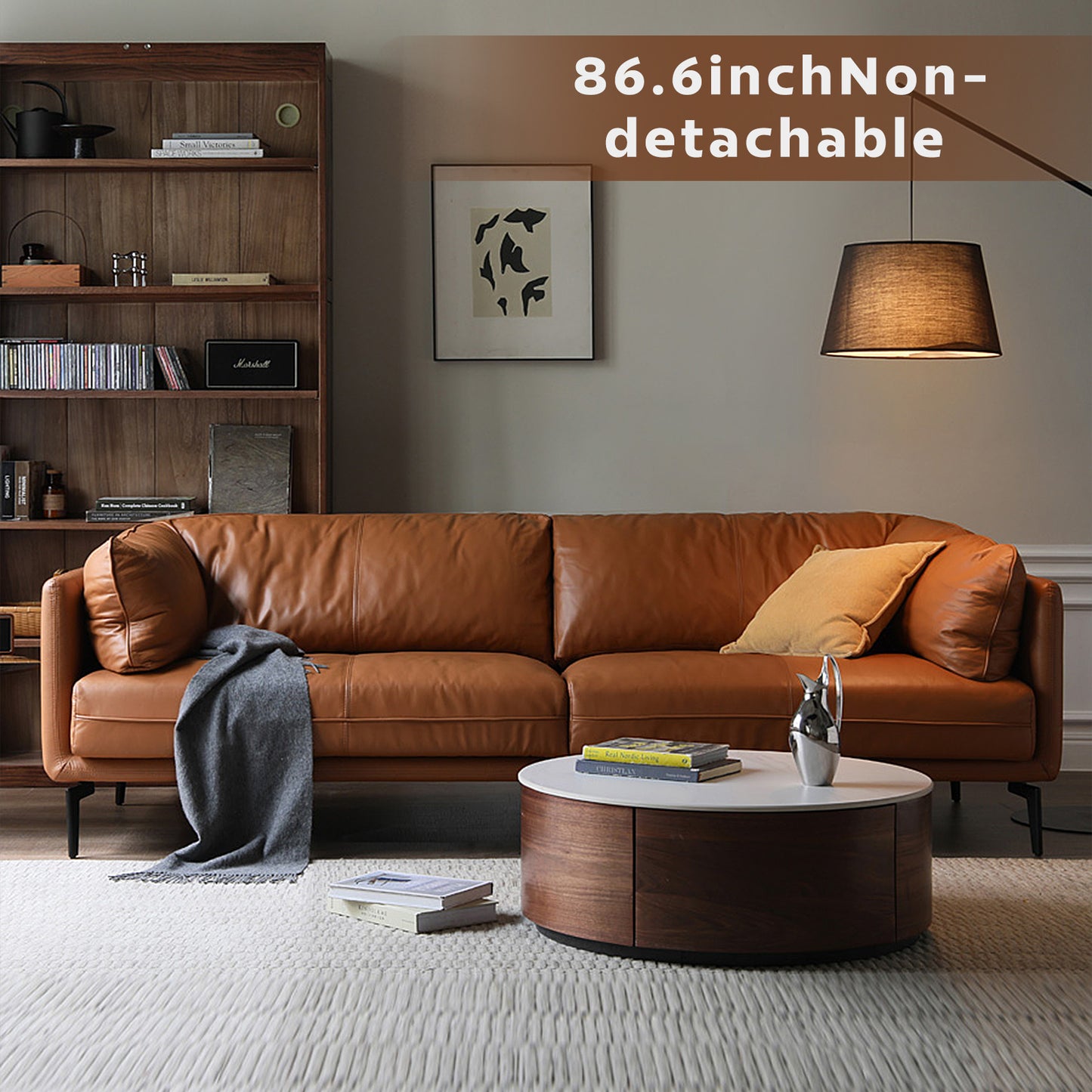 Italian Luxe Genuine Leather Sofa – Top-Grain Cowhide Down Leather Sofa for Compact Living