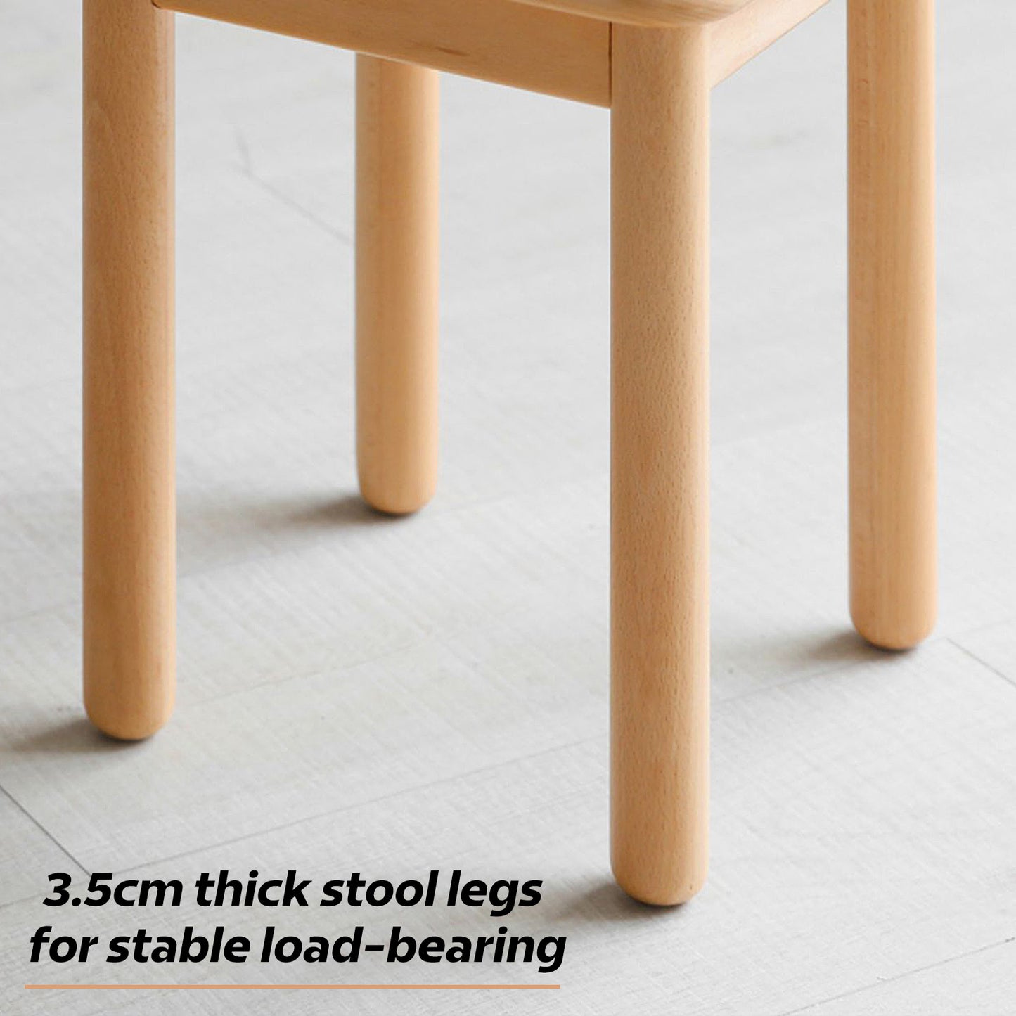 100% 实木奥斯曼方形梳妆椅(自然色)