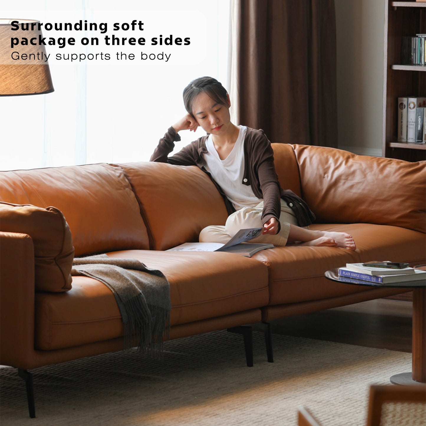 Italian Luxe Genuine Leather Sofa – Top-Grain Cowhide Down Leather Sofa for Compact Living