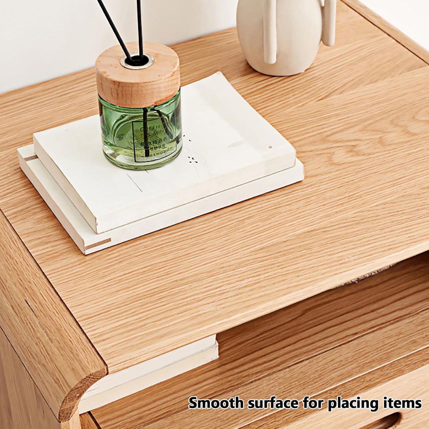 100% 实木双抽屉单隔间床头柜(自然色)