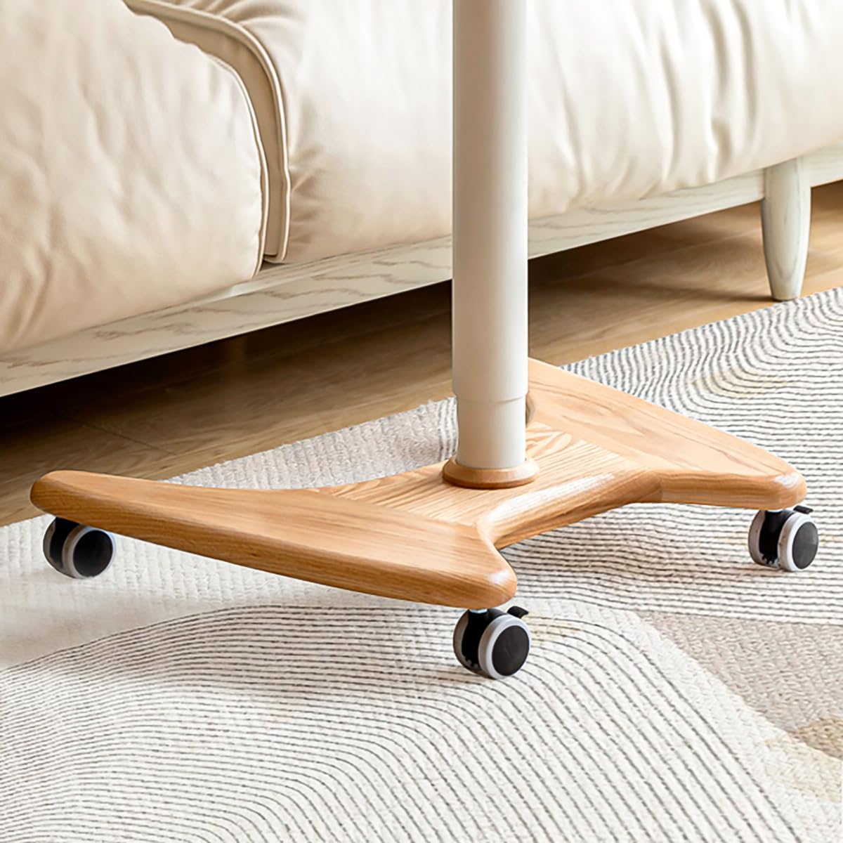 100% 实木橡木升降滚动桌,橡木实木笔记本电脑桌(24.4 英寸 * 19.7 英寸 * 28.35-41.5 英寸)