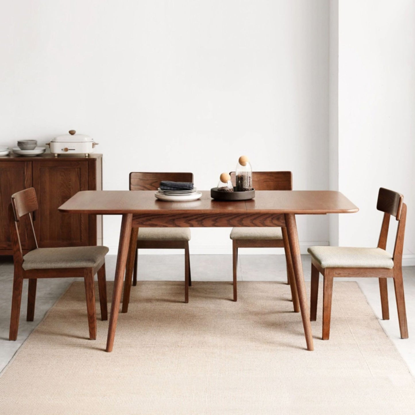 100% 实木餐桌现代折叠餐桌(胡桃木)