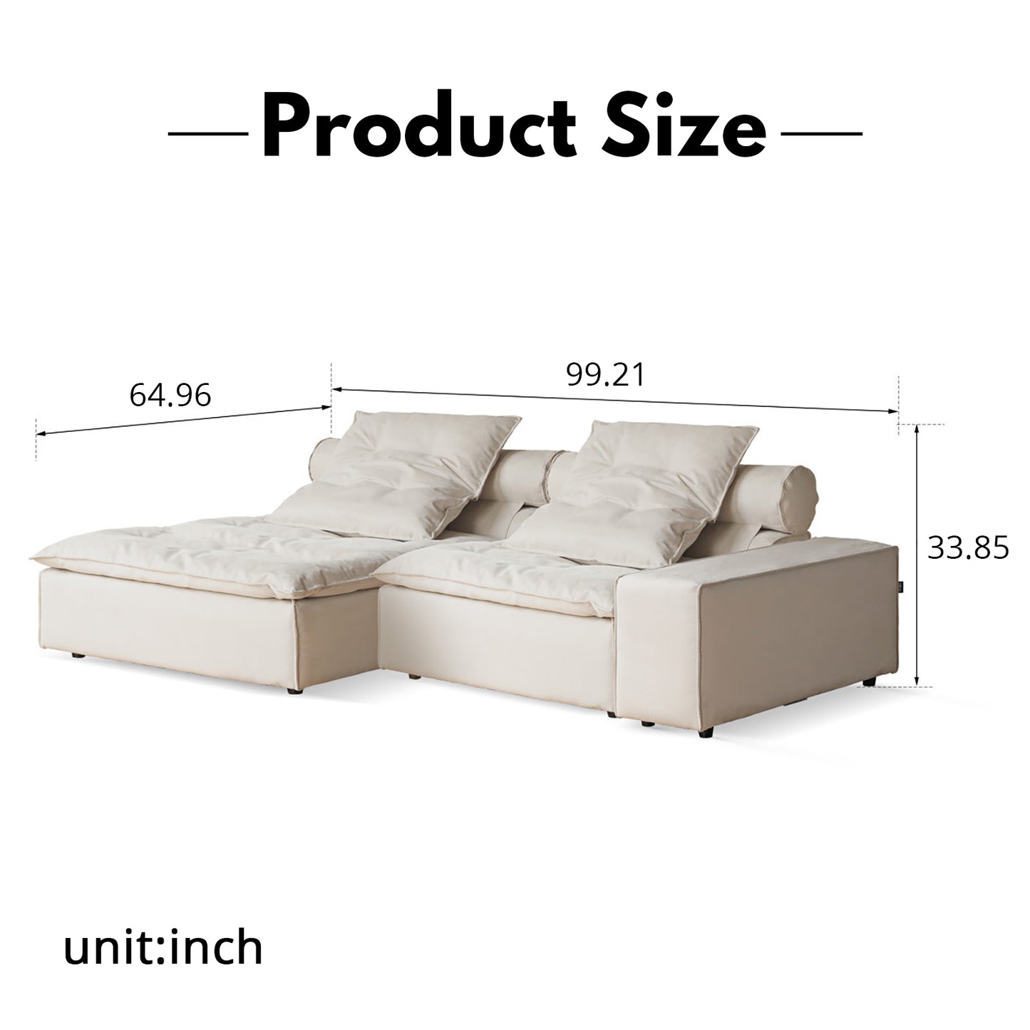 French Crème Modular Sofa - Ultrasuede Sectional with Goose Down & Solid Wood Frame