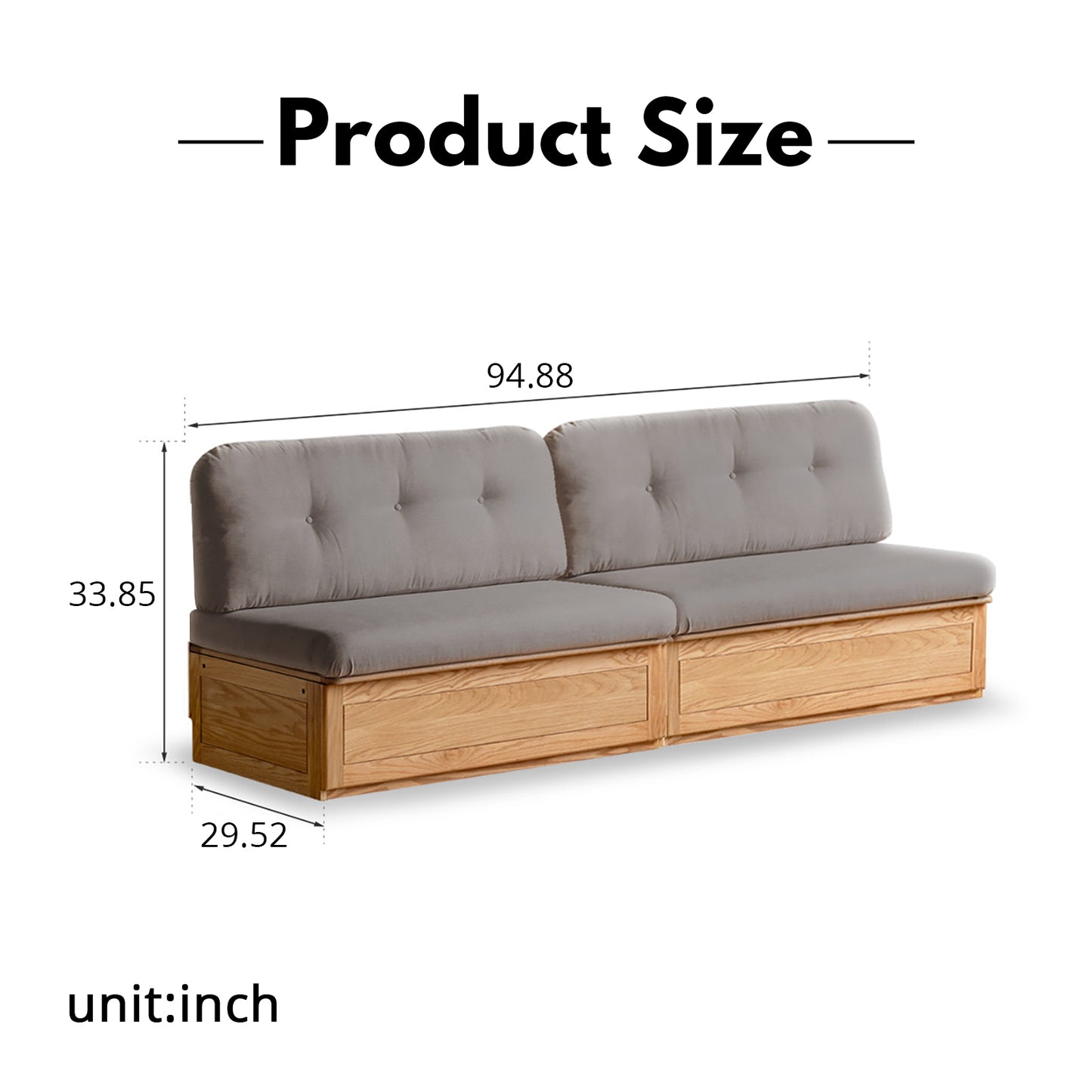 Oak Storage Bench Sofa - Space-Saving Design with 7 Cu.Ft Hidden Compartment