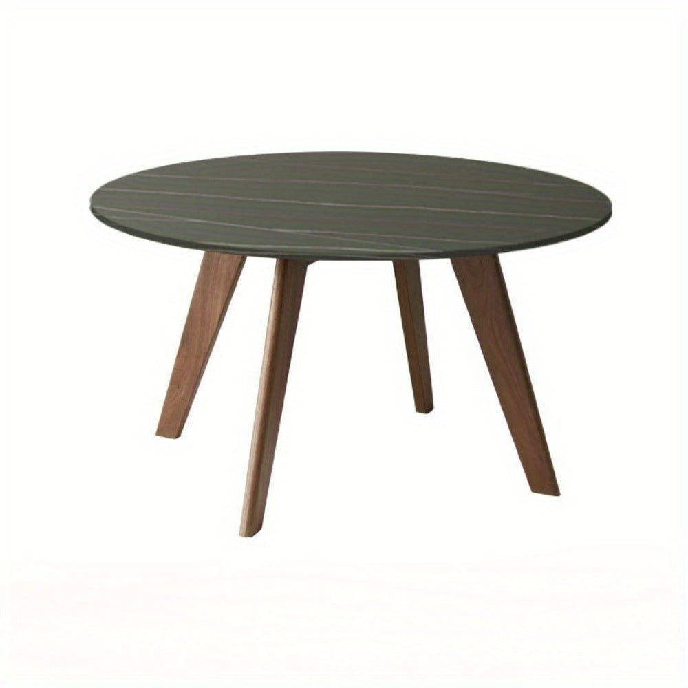 100% 实木岩板圆形咖啡桌 (21.6 英寸/29.5 英寸)