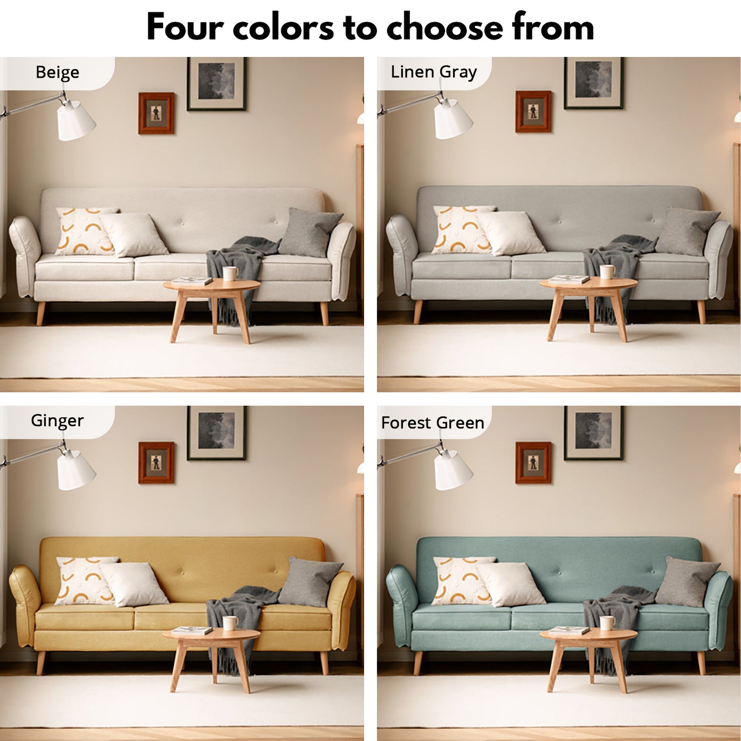 Scandinavian 3-Seater Sofa Bed - Space-Saving Foldable Design with Washable Linen & Solid Wood Frame