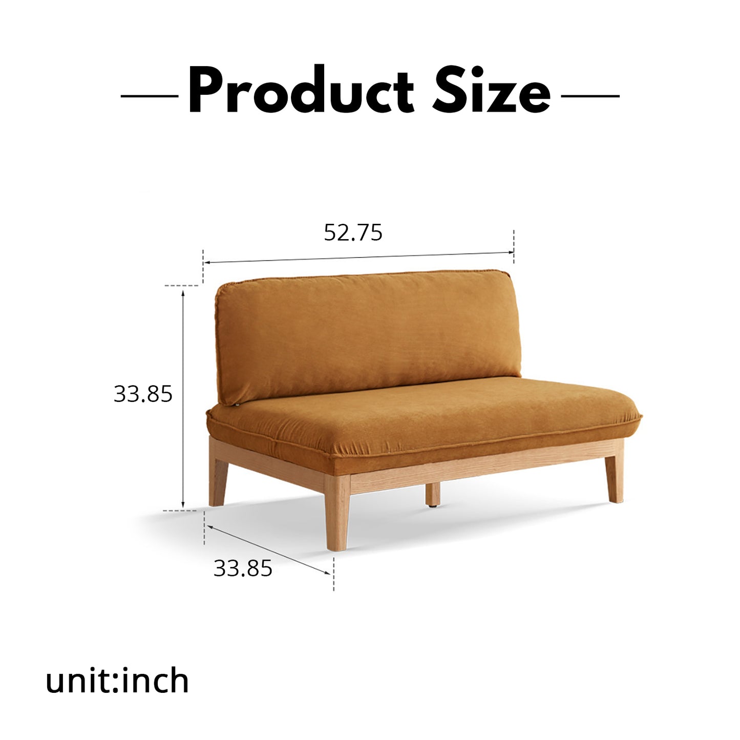 Solid Wood 3-Seater Sofa - Modern Armless Design with Washable Linen Fabric