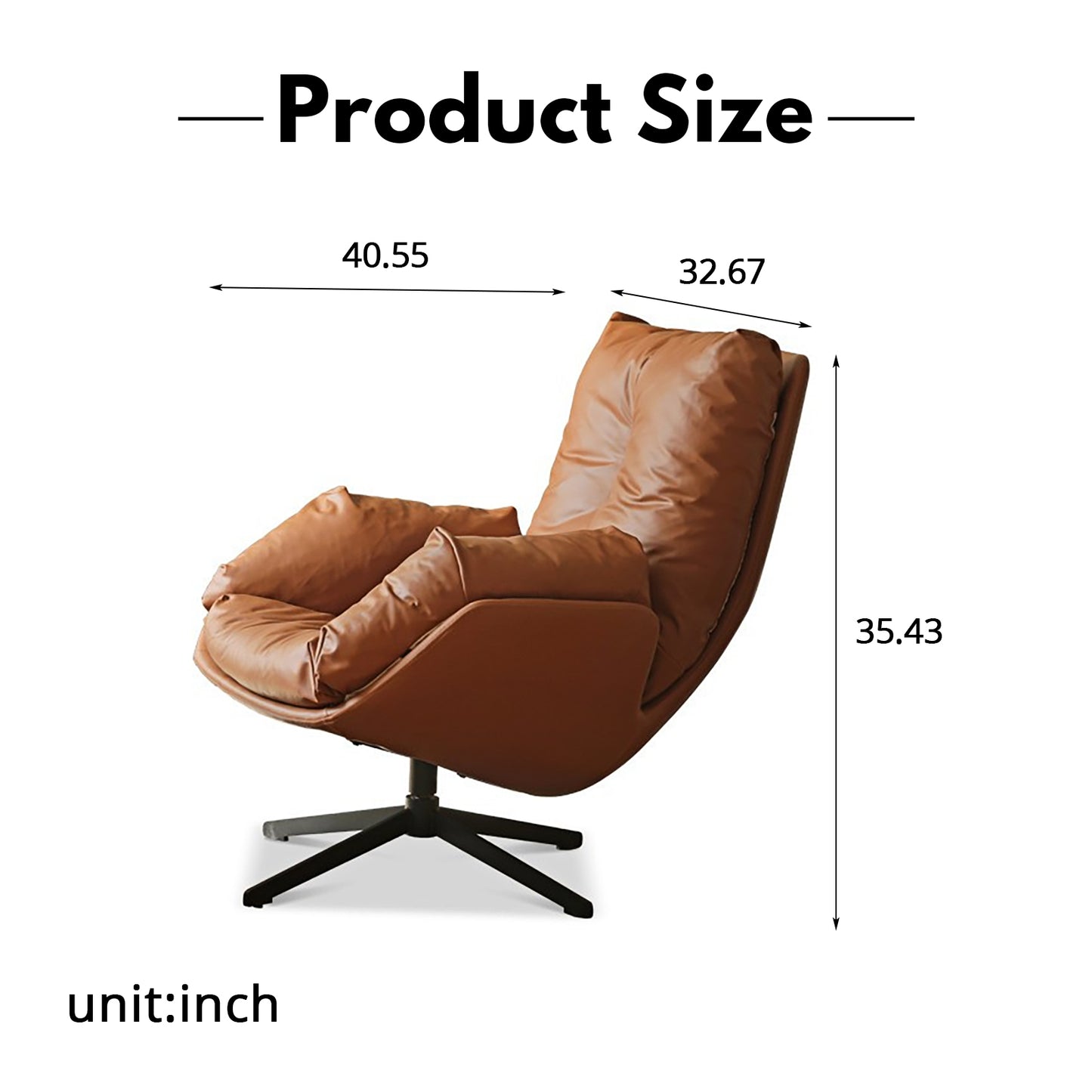 Organic Silicone Leather Swivel Chair - Italian-Inspired Accent Chair with Goose Down Cushion & Cat-Proof Design