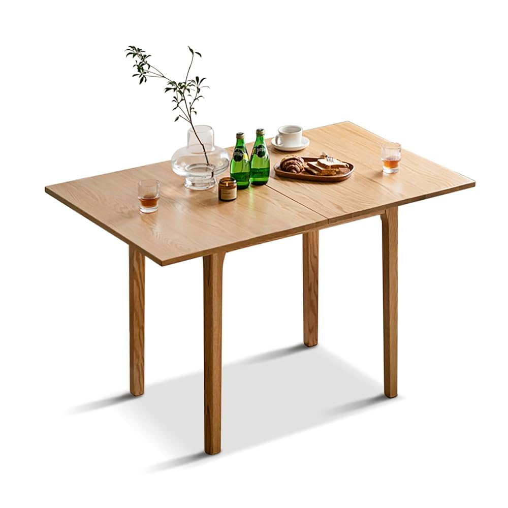 100% 实木天然/胡桃木色折叠餐桌 (31.5 英寸 - 47.2 英寸)