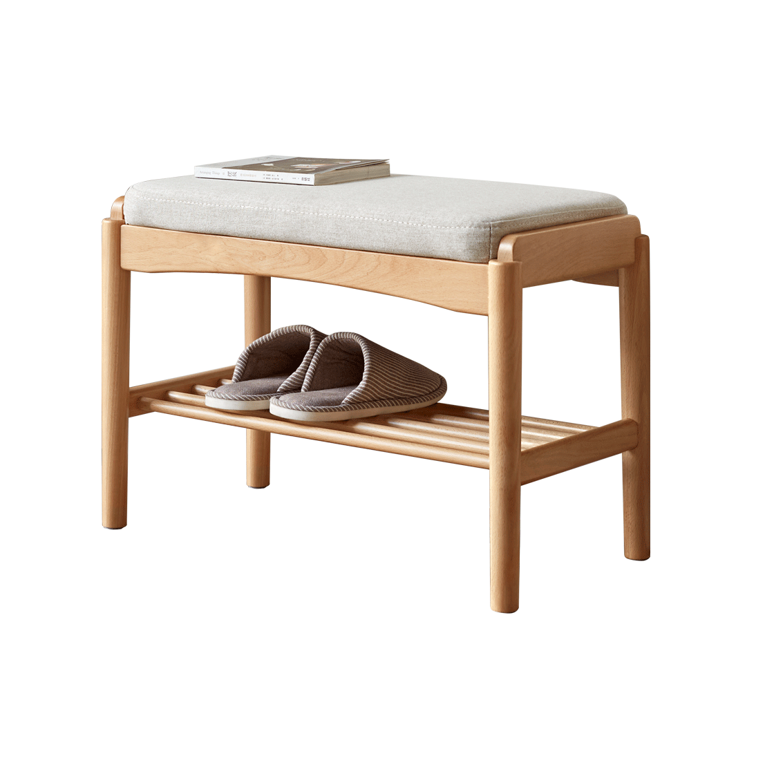 100% 实木玄关换鞋凳、床尾凳(原木色 / 天然色 / 胡桃木色)-LD