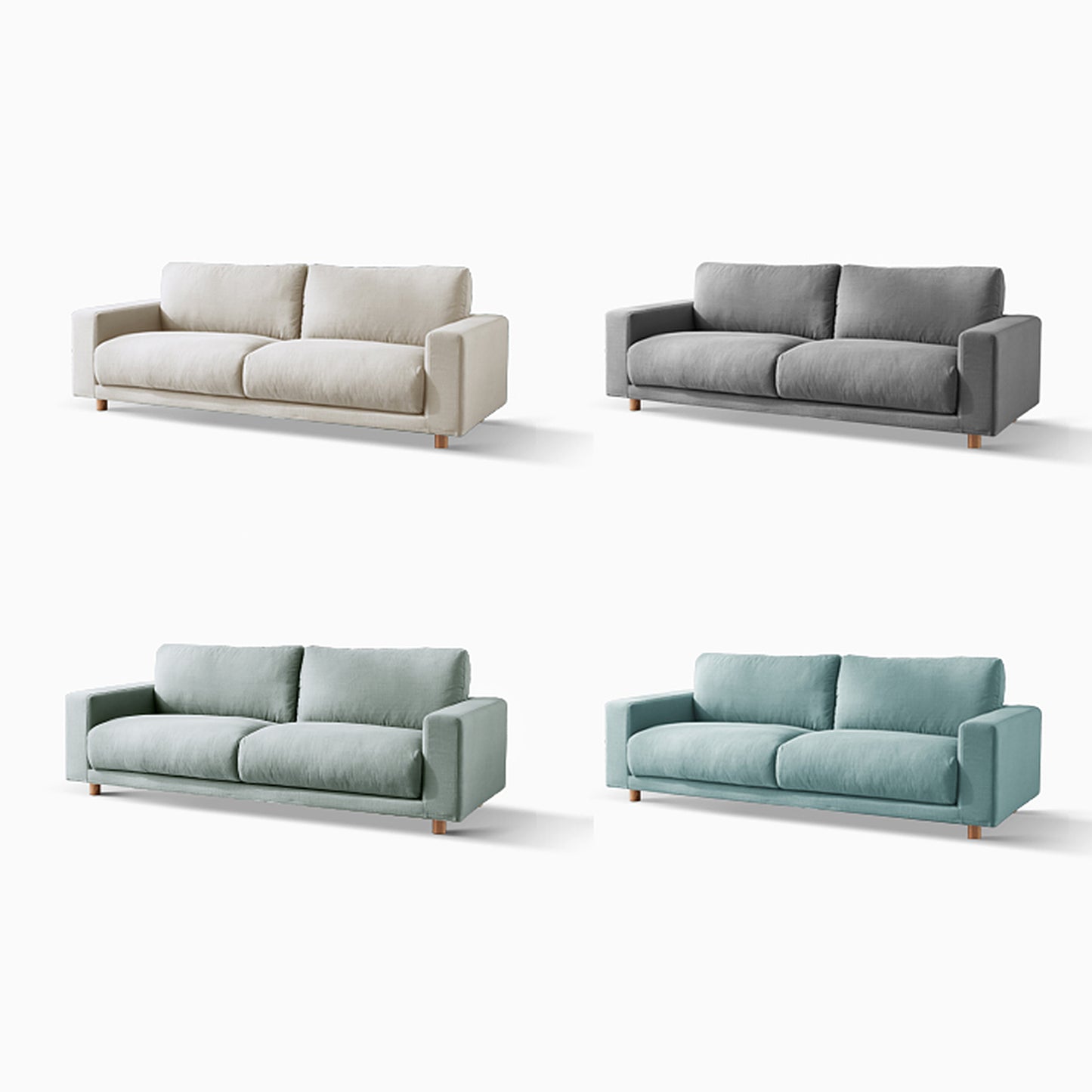 软垫沙发椅三人座(浅灰色)