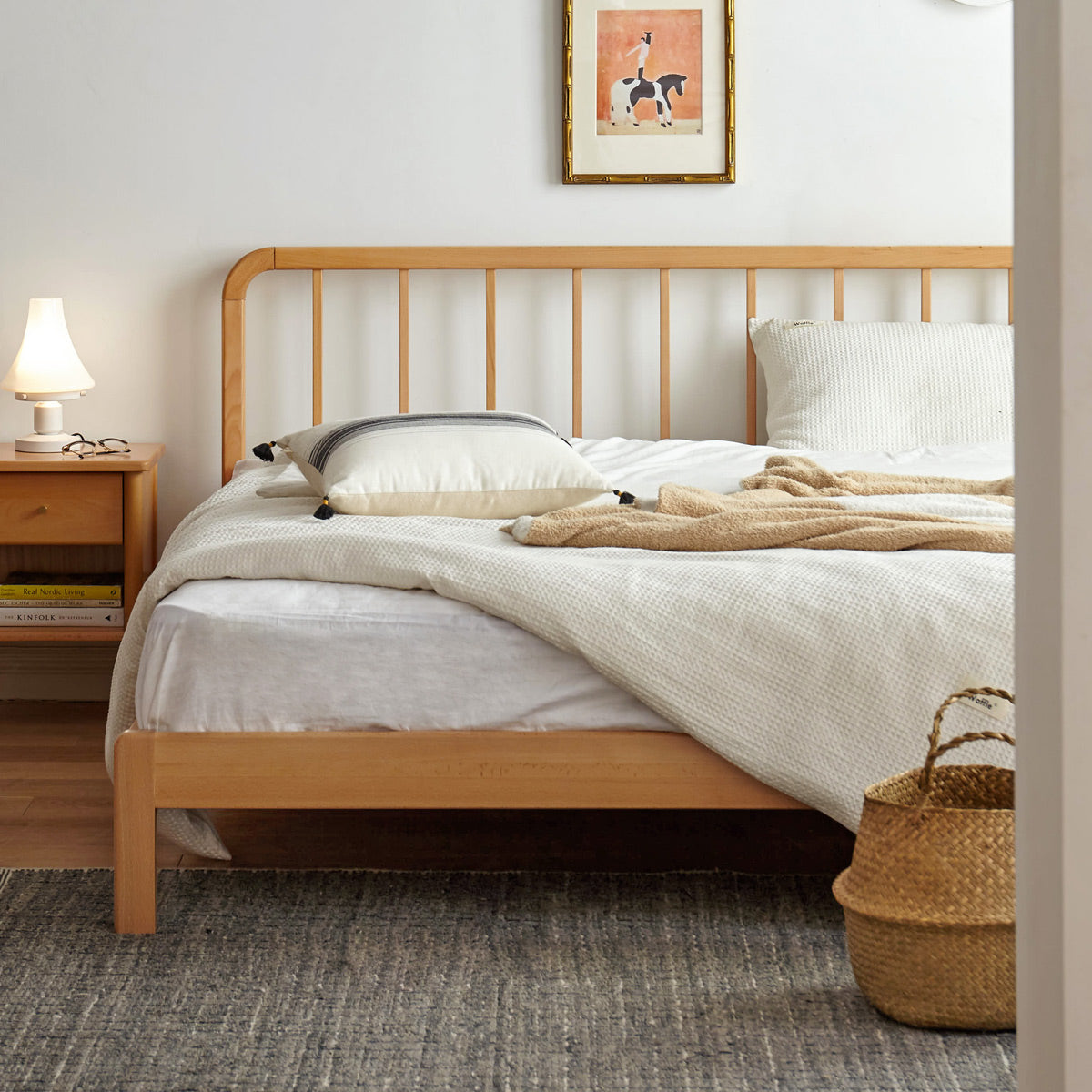 100% 实木双人床