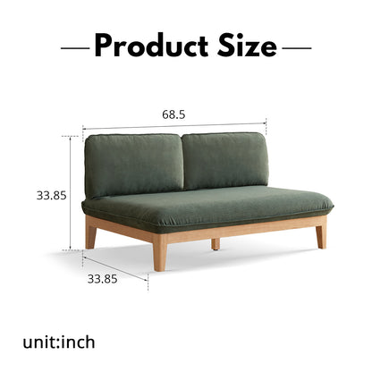 Solid Wood 3-Seater Sofa - Modern Armless Design with Washable Linen Fabric