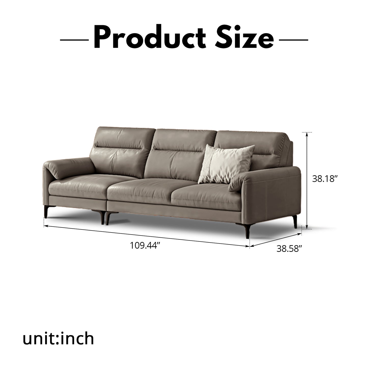 Italian Minimalist Genuine Leather Sofa – Modern Luxury Top-Grain Cowhide for Home Living