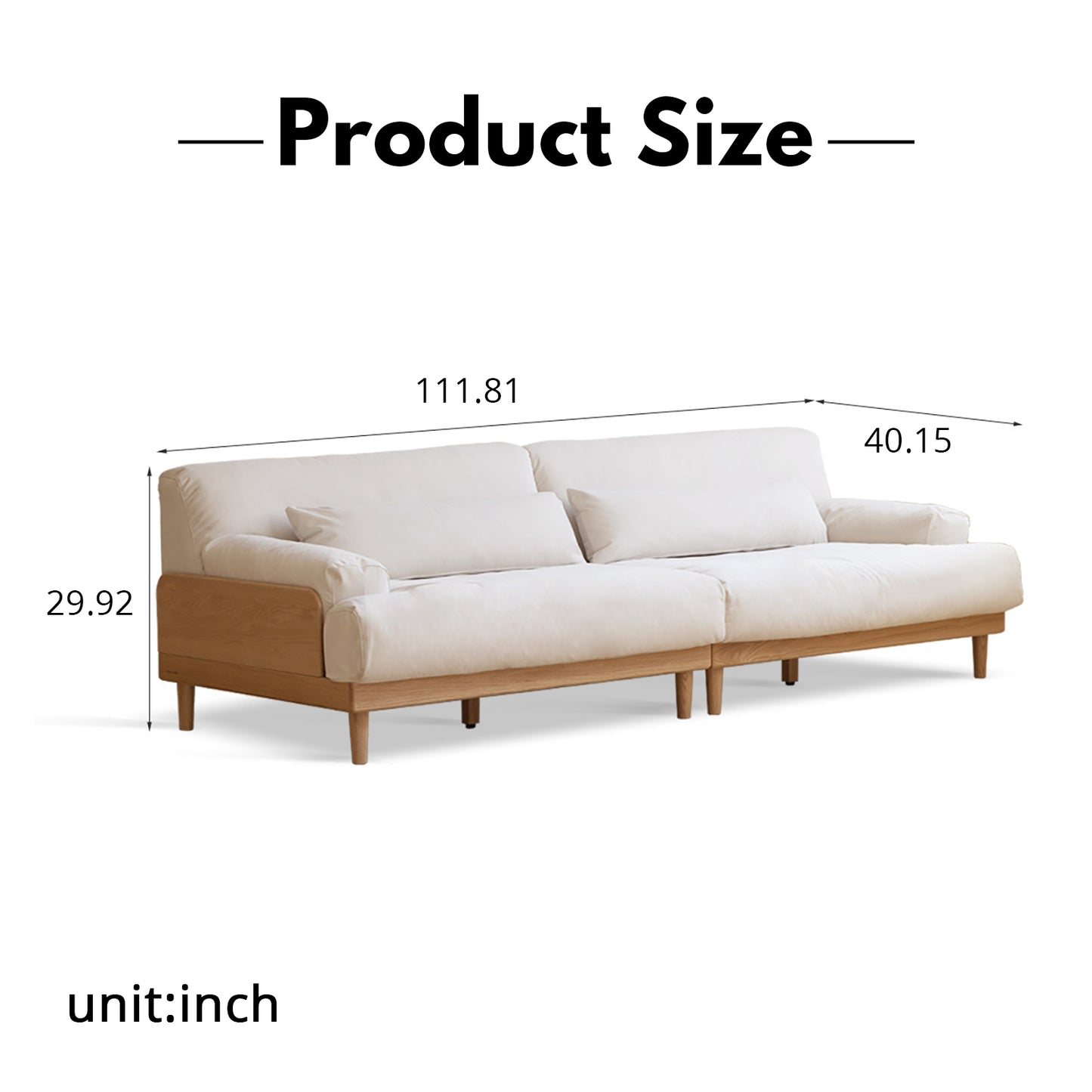 Modern Minimalist Solid Wood Sofa – Oak Fabric Down Sofa for Japanese Living Rooms and Small Spaces