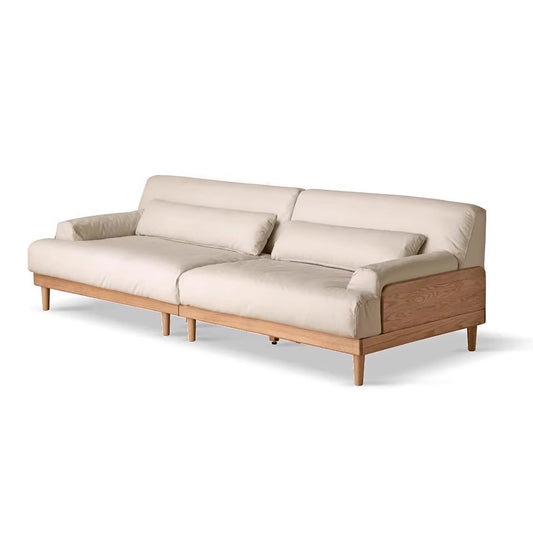 Modern Minimalist Solid Wood Sofa – Oak Fabric Down Sofa for Japanese Living Rooms and Small Spaces