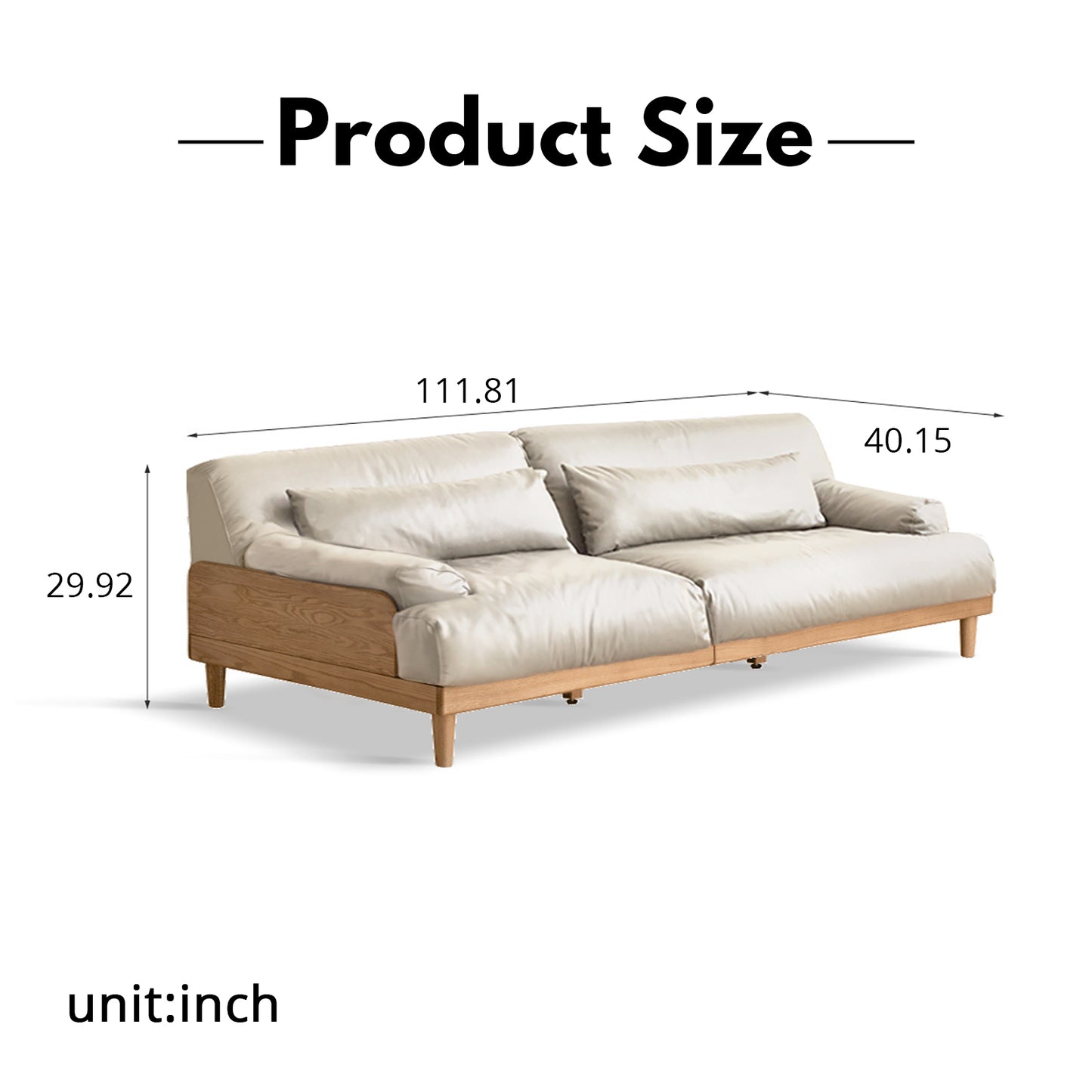 Modern Minimalist Solid Wood Sofa – Oak Fabric Down Sofa for Japanese Living Rooms and Small Spaces