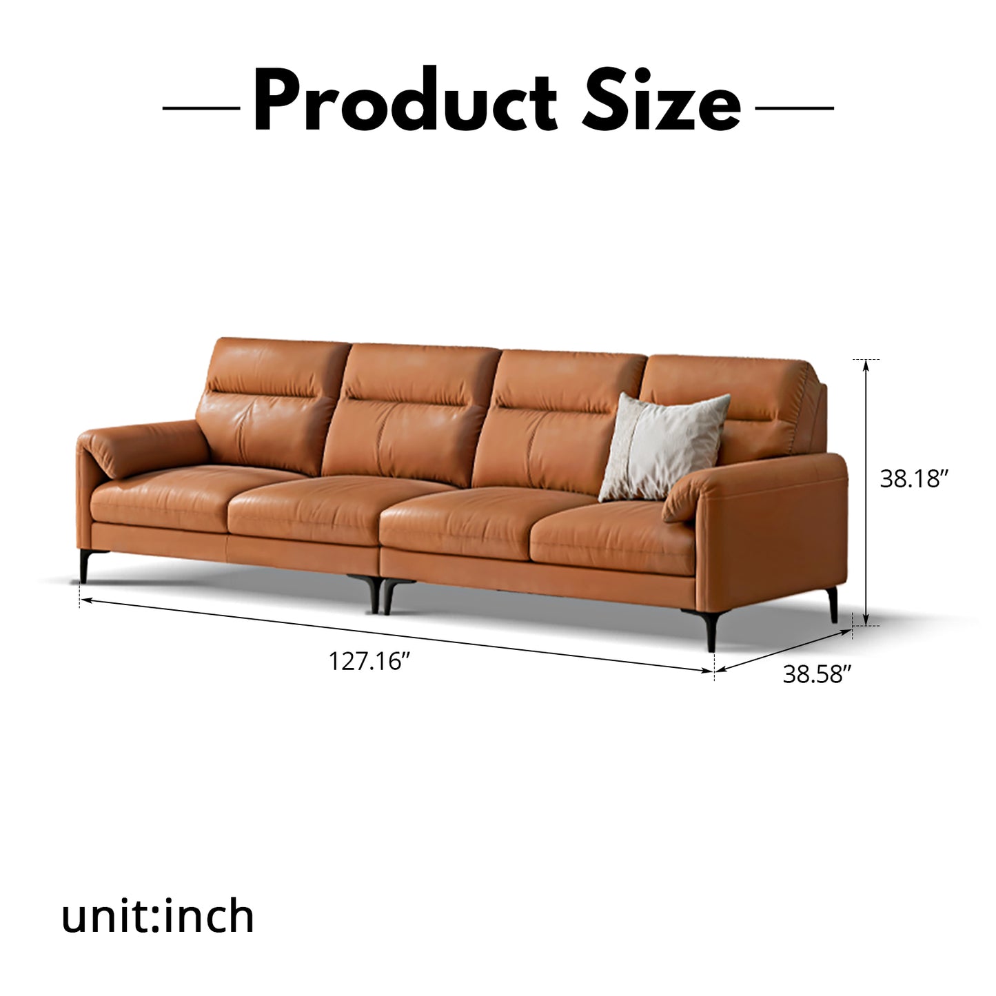 Italian Minimalist Genuine Leather Sofa – Modern Luxury Top-Grain Cowhide for Home Living