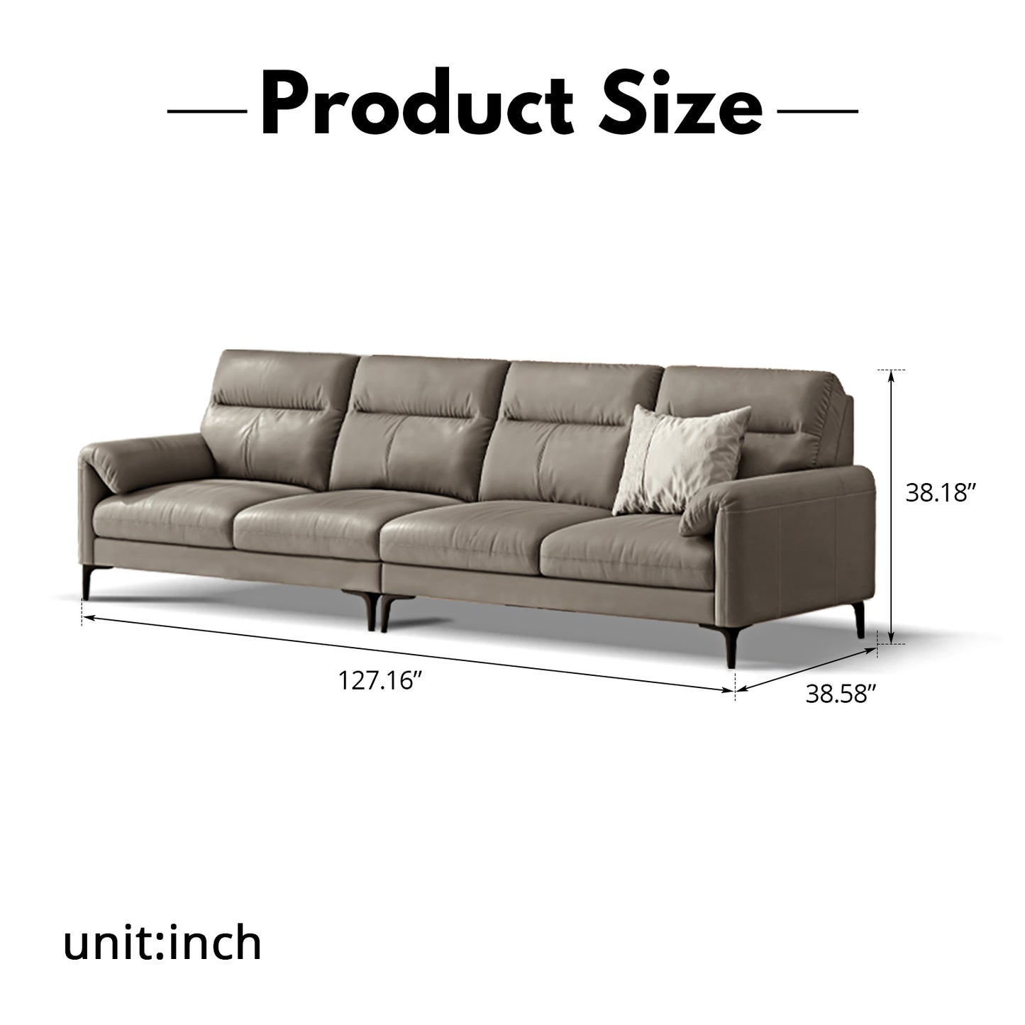 Italian Minimalist Genuine Leather Sofa – Modern Luxury Top-Grain Cowhide for Home Living